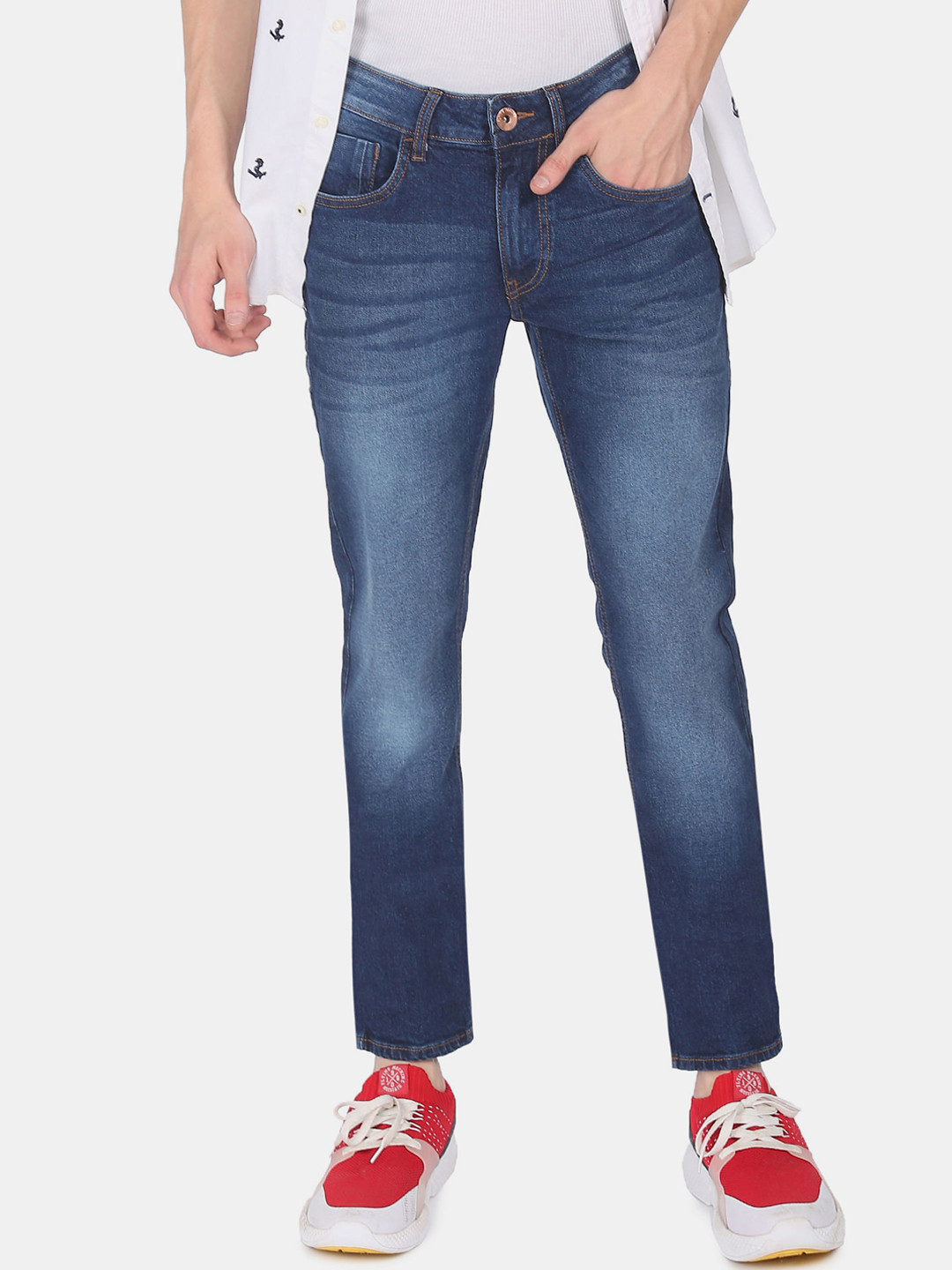 

Flying Machine Men Blue Jackson Skinny Fit Low-Rise Light Fade Stretchable Jeans