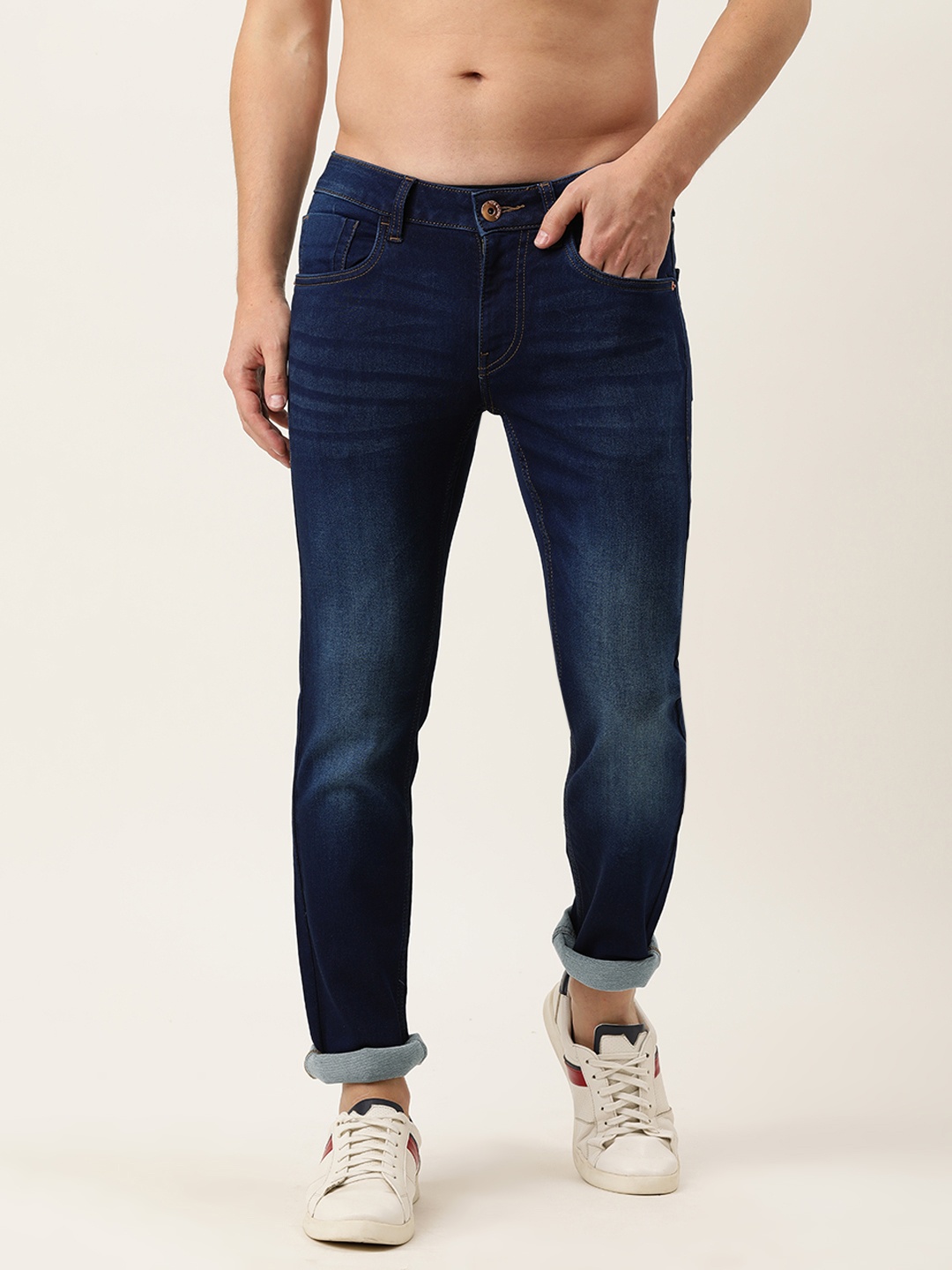 

Flying Machine Men Blue Slim Fit Low-Rise Heavy Fade Stretchable Casual Jeans