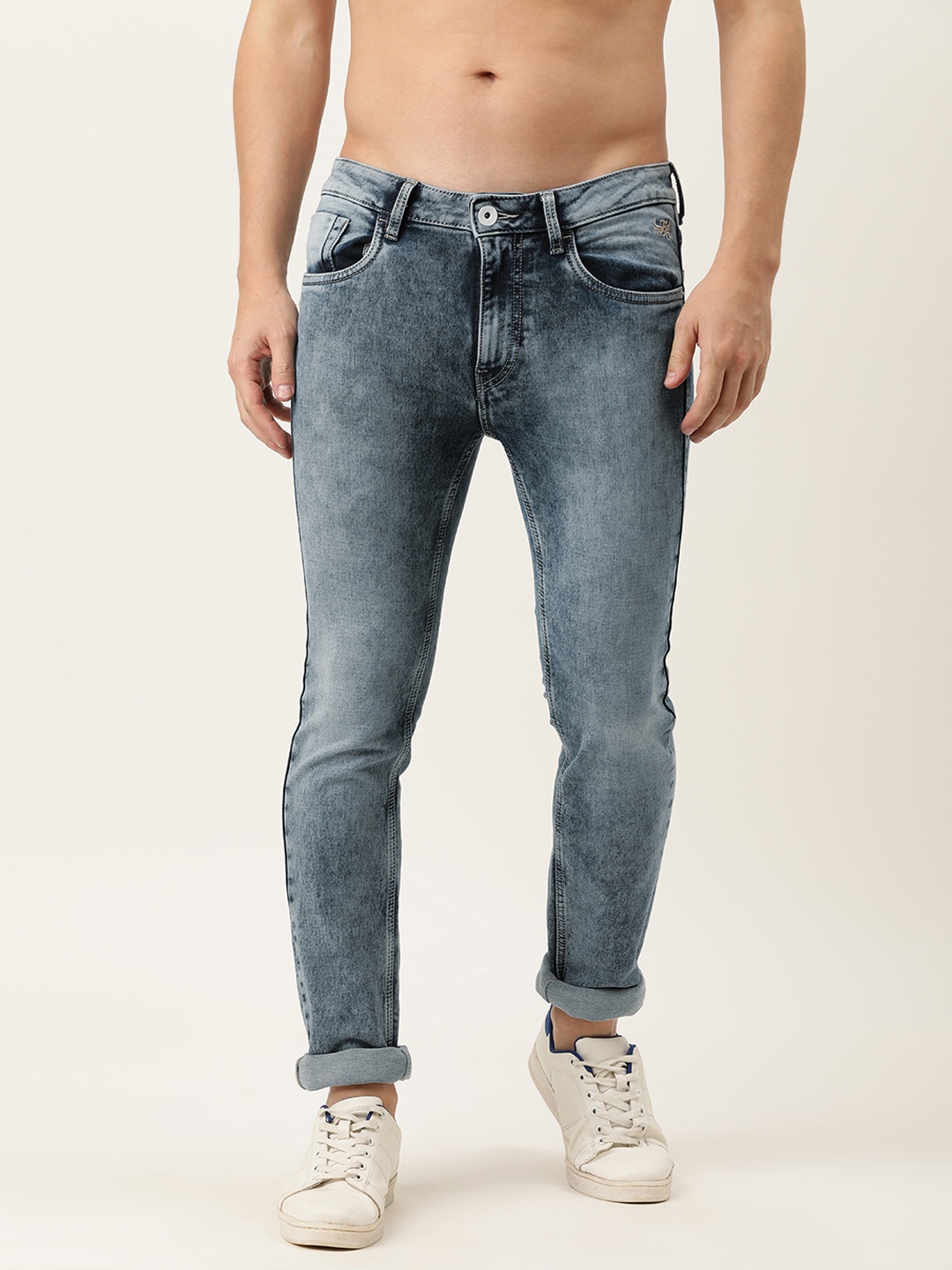 

Flying Machine Men Blue Micheal Slim Fit Light Fade Acid Wash Stretchable Jeans