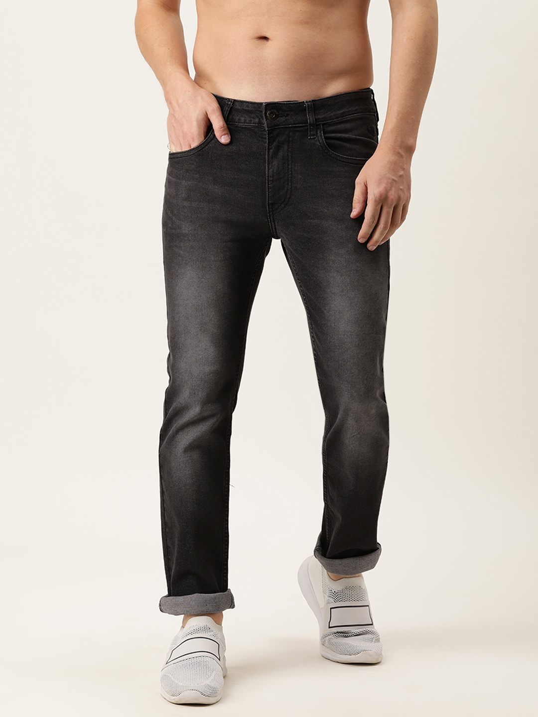 

Flying Machine Men Black Slim Fit Heavy Fade Stretchable Casual Jeans