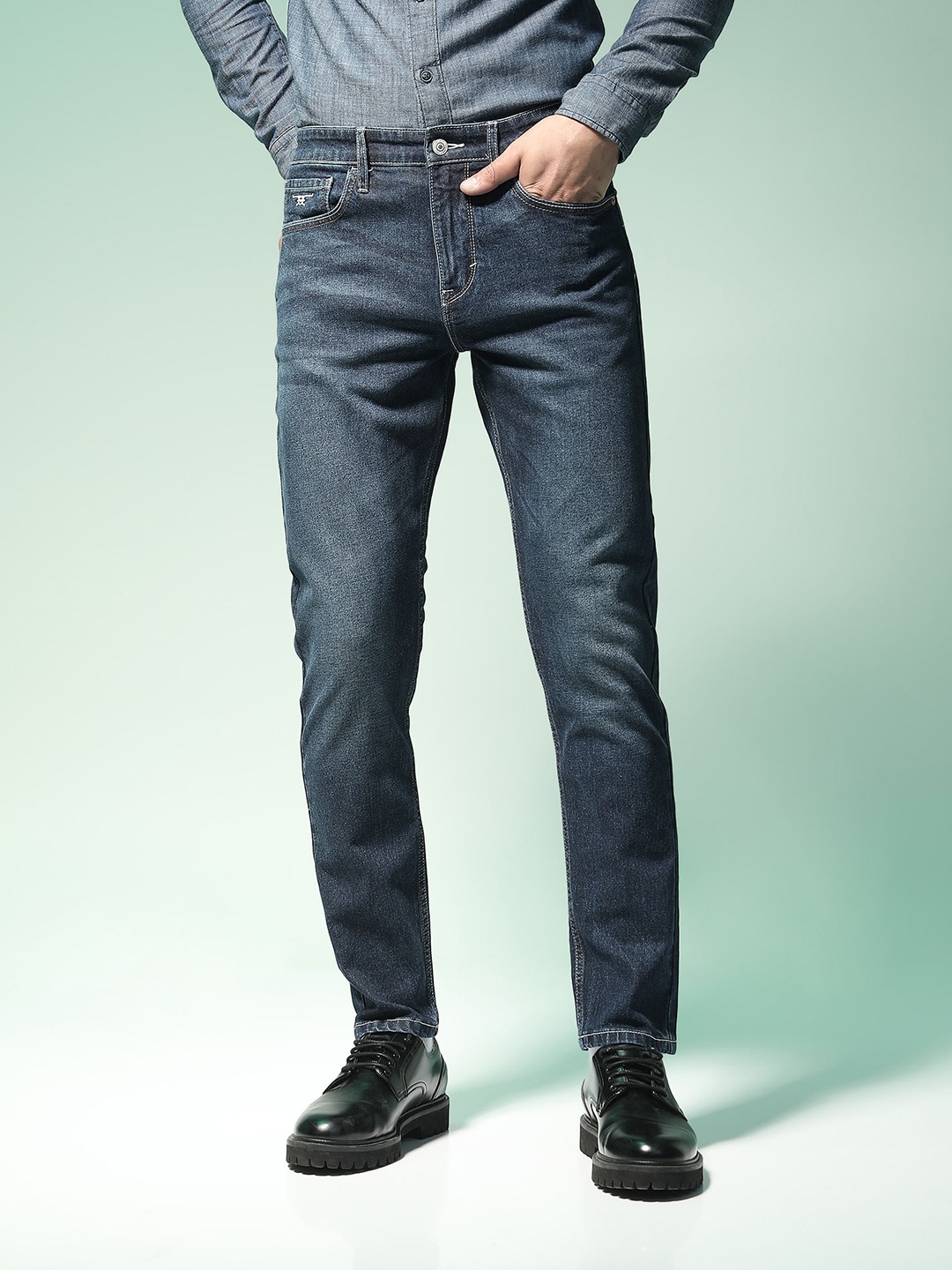 

Flying Machine Men Navy Blue Micheal Slim Tapered Fit Light Fade Stretchable Jeans