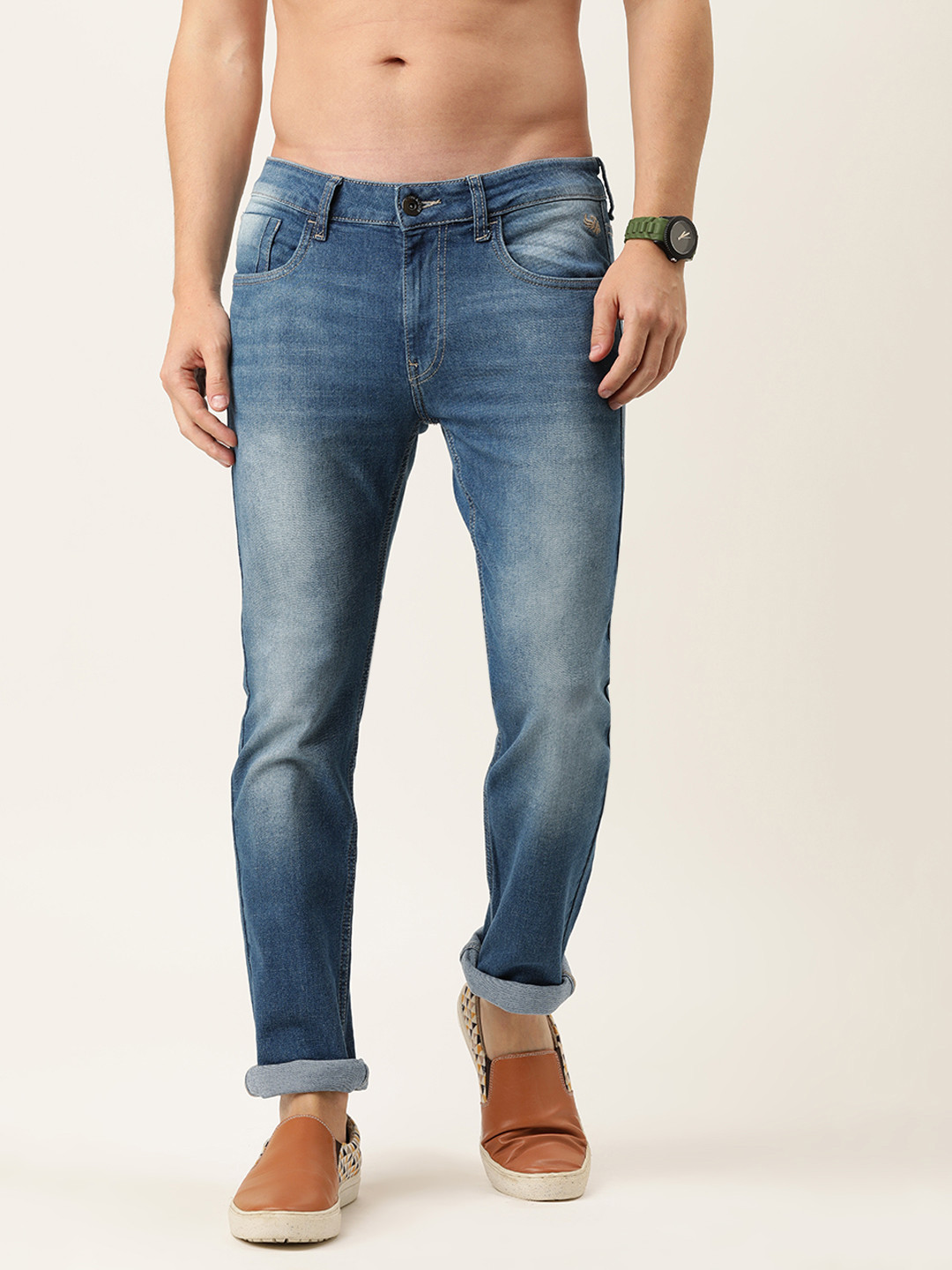 

Flying Machine Men Blue Slim Tapered Fit Light Fade Stretchable Jeans