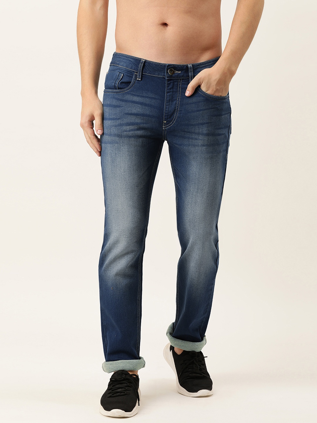 

Flying Machine Men Blue Micheal Slim Tapered Fit Heavy Fade Stretchable Jeans