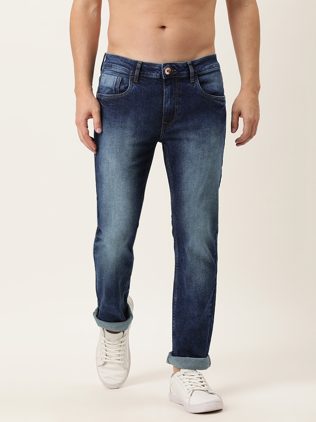 

Flying Machine Men Blue Michael Slim Tapered Fit Heavy Fade Stretchable Jeans