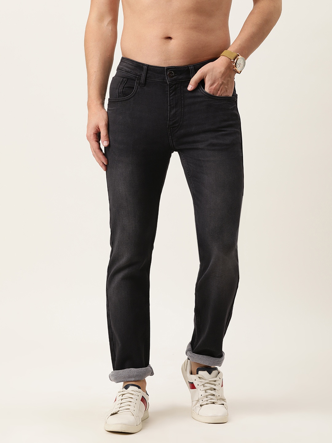 

Flying Machine Men Black Michael Slim Tapered Fit Light Fade Stretchable Jeans
