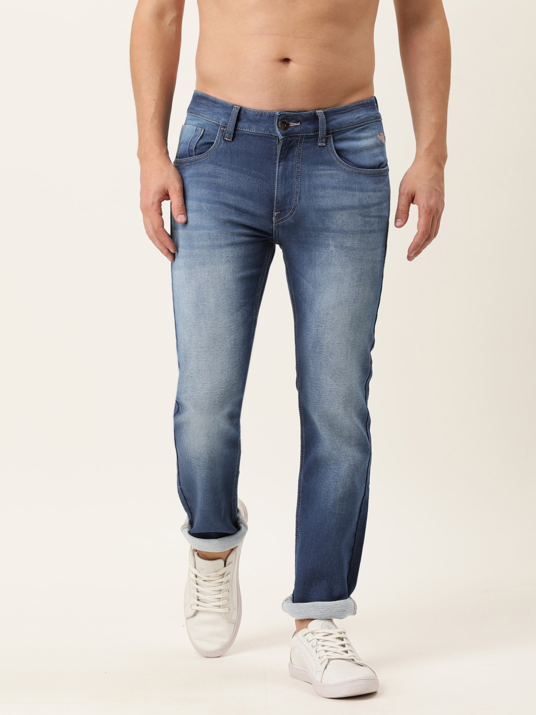 

Flying Machine Men Blue Michael Slim Tapered Fit Heavy Fade Stretchable Jeans