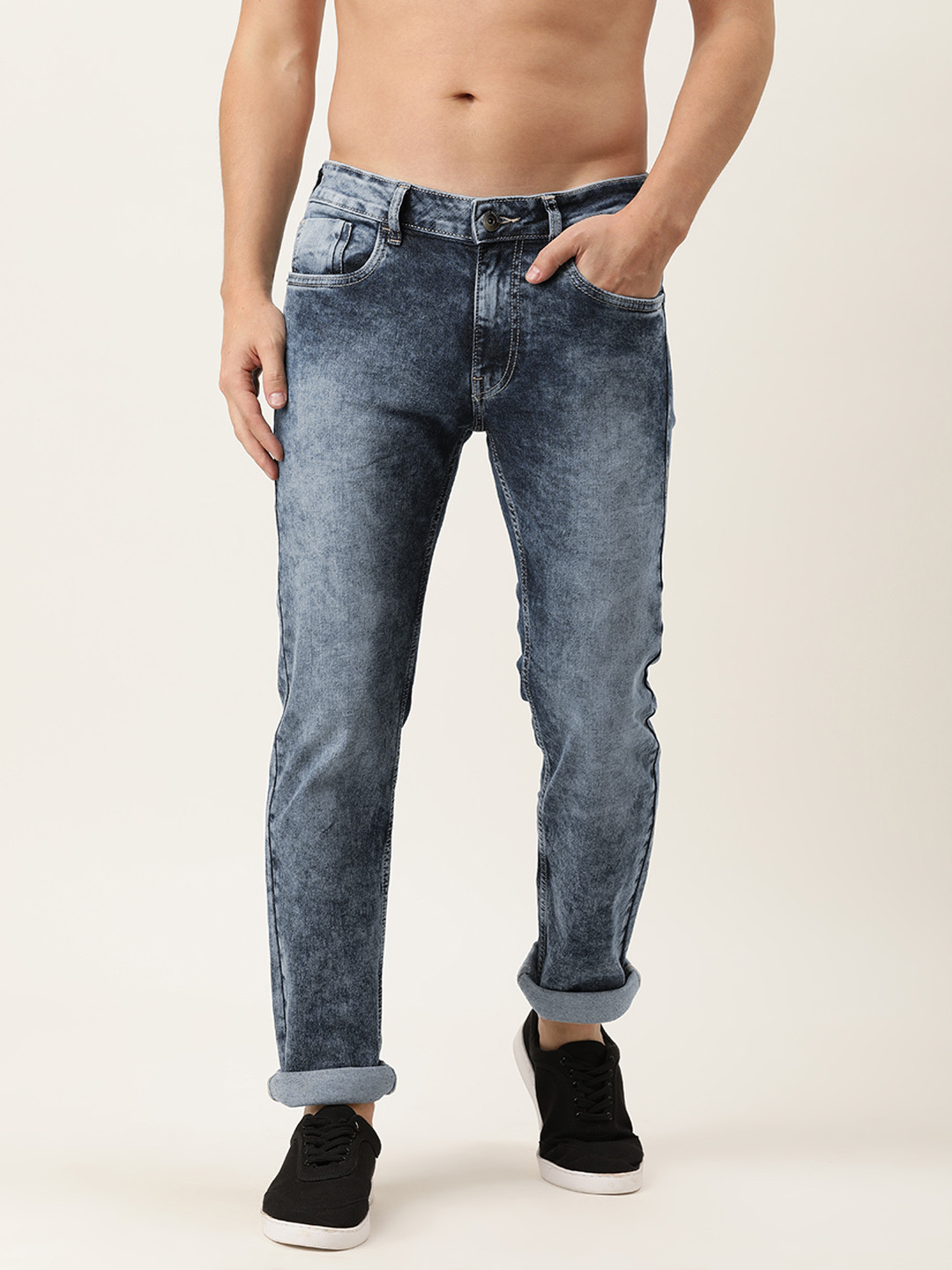 

Flying Machine Men Blue Michael Slim Tapered Fit Heavy Fade Stretchable Jeans
