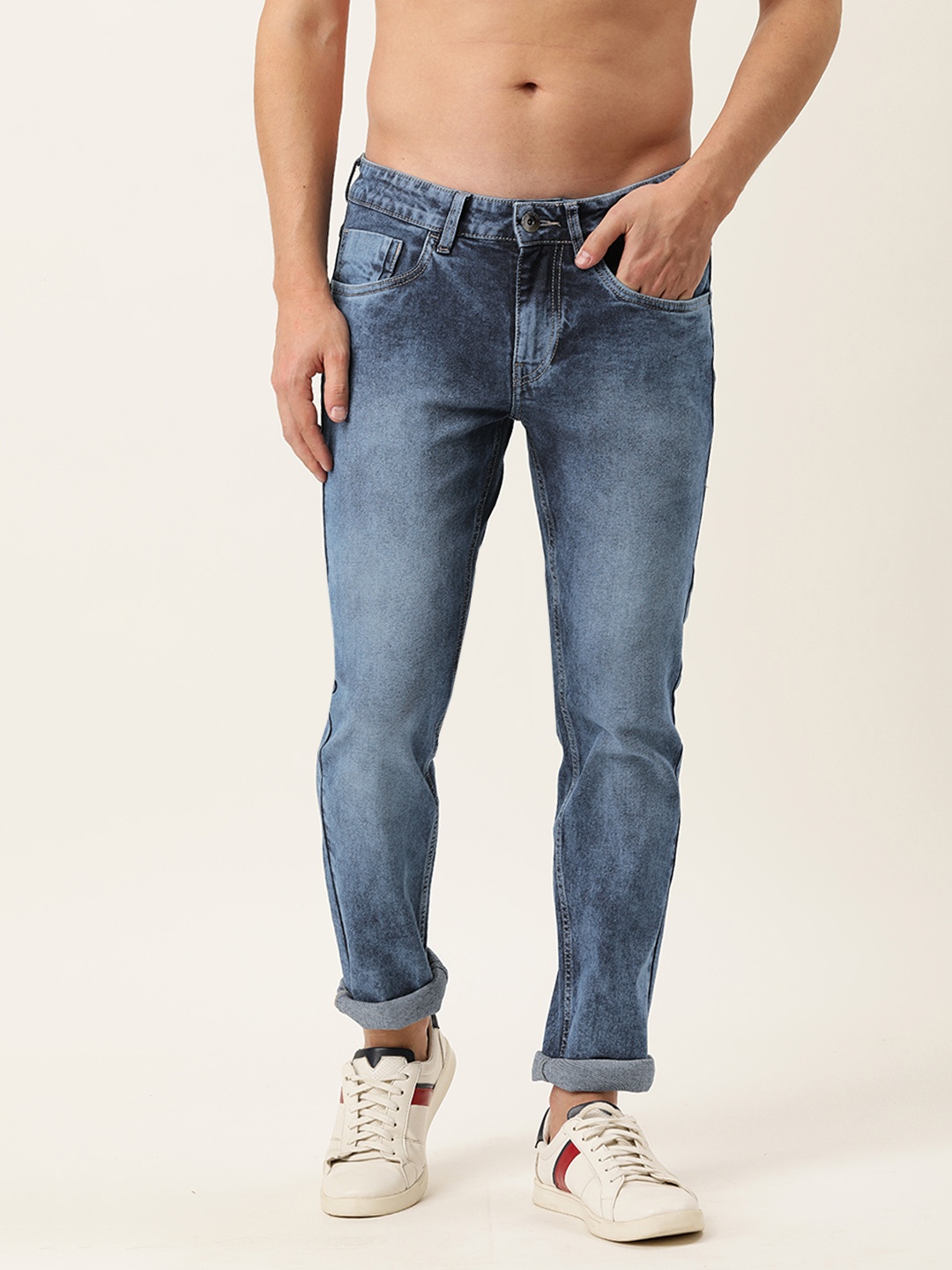 

Flying Machine Men Blue Jackson Skinny Fit Low-Rise Heavy Fade Stretchable Jeans