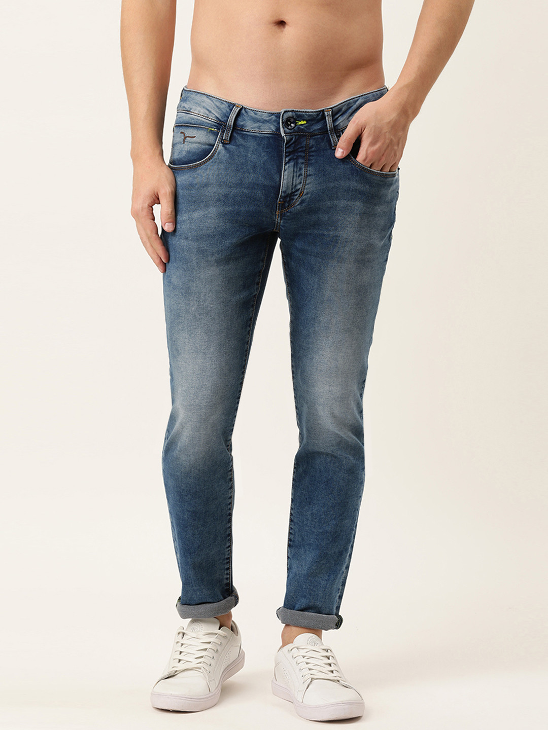 

Flying Machine Men Blue Jackson Super Skinny Fit Low-Rise Heavy Fade Stretchable Jeans