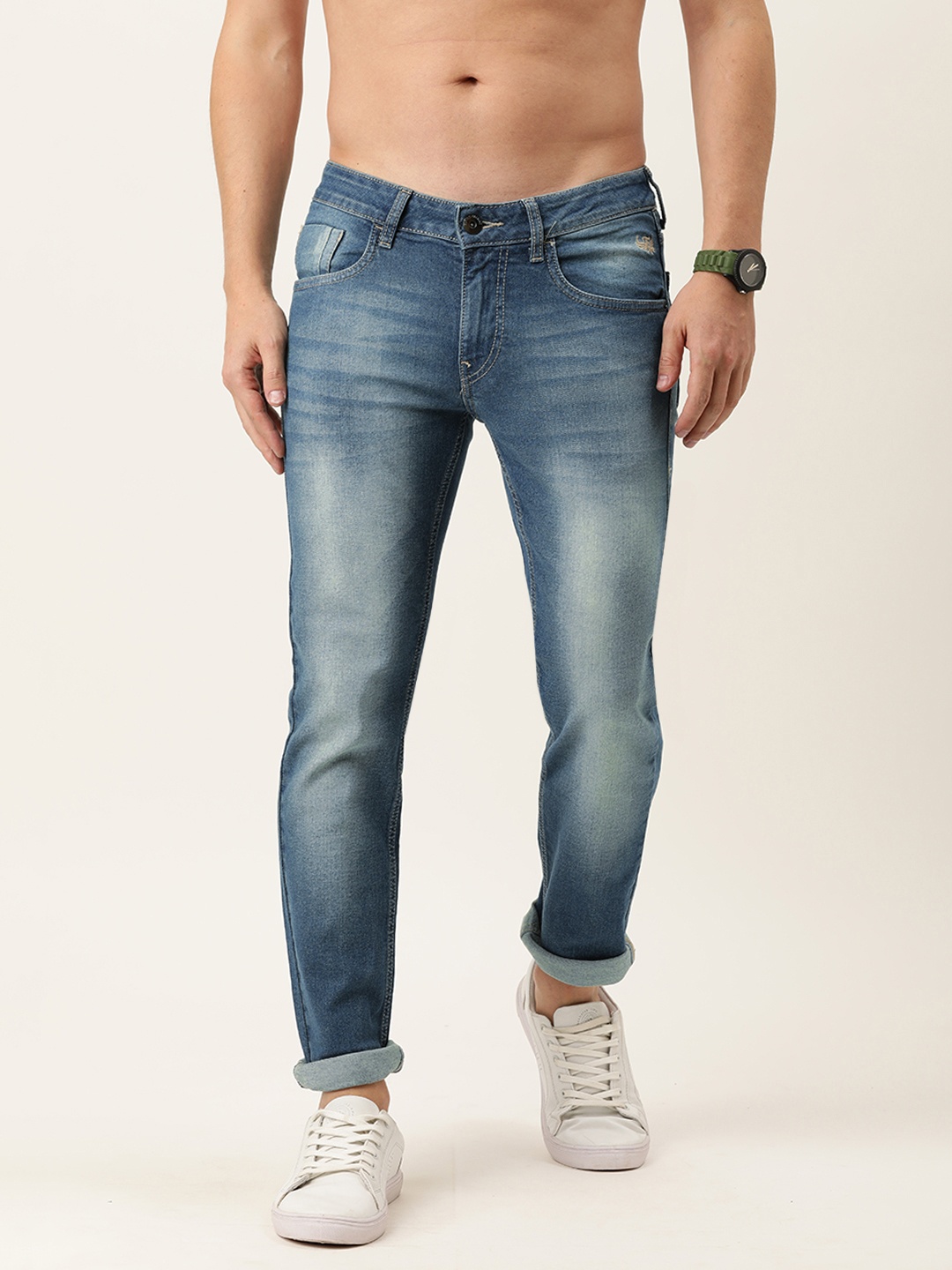 

Flying Machine Men Blue Jackson Skinny Fit Mid-Rise Heavy Fade Stretchable Jeans