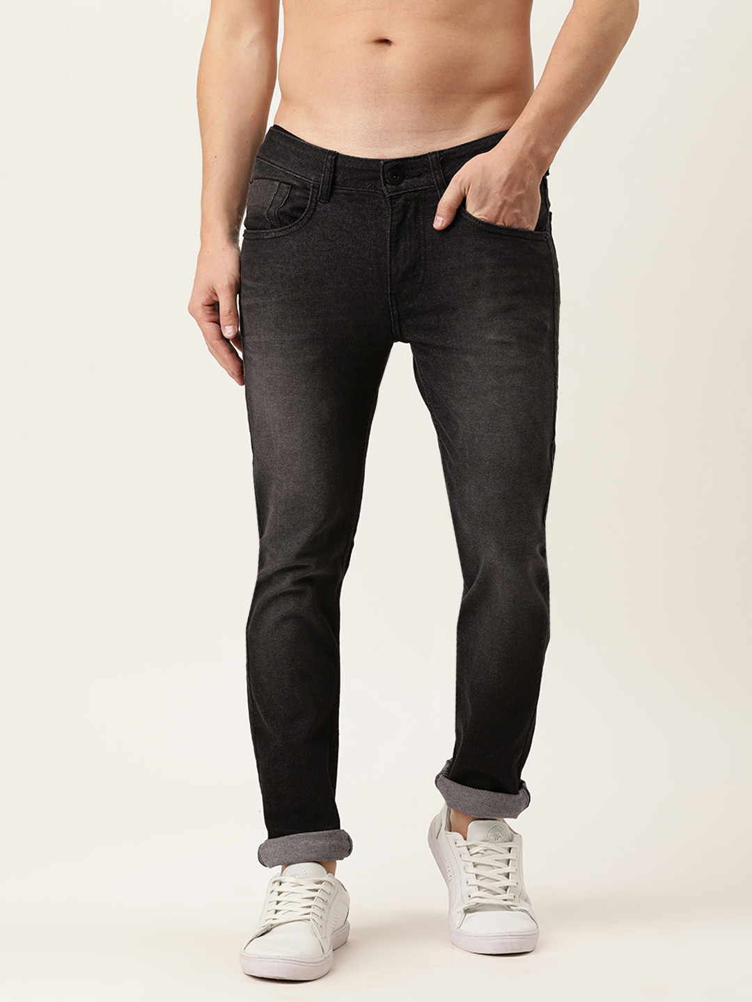 

Flying Machine Men Black Slim Fit Low-Rise Heavy Fade Stretchable Casual Jeans