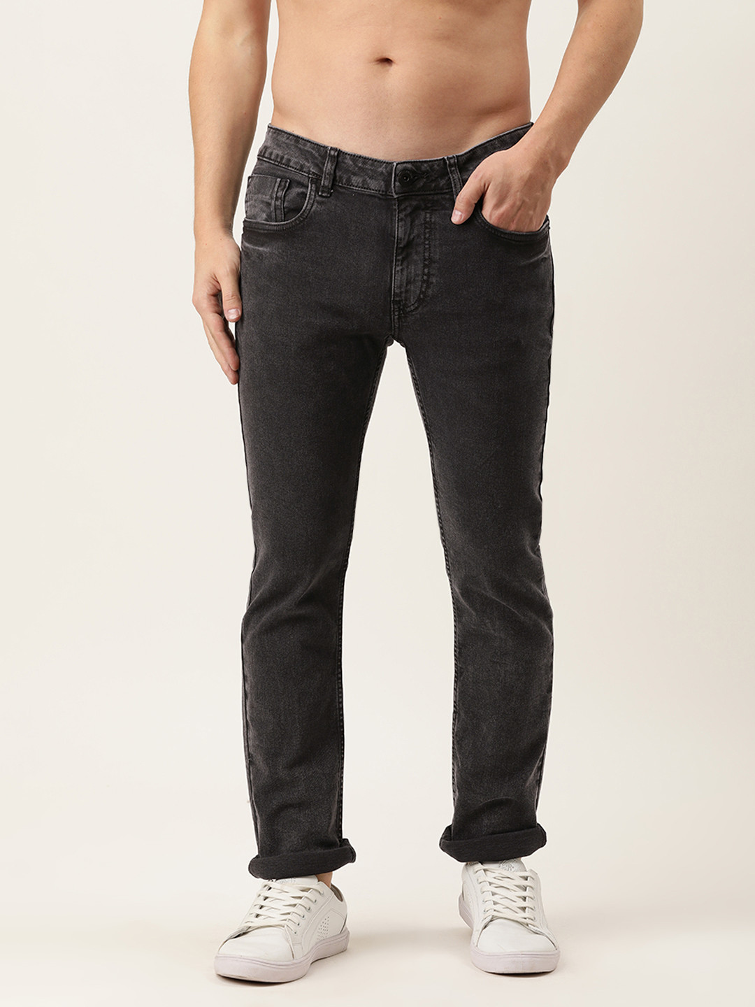 

Flying Machine Men Black Slim Fit Heavy Fade Stretchable Casual Jeans