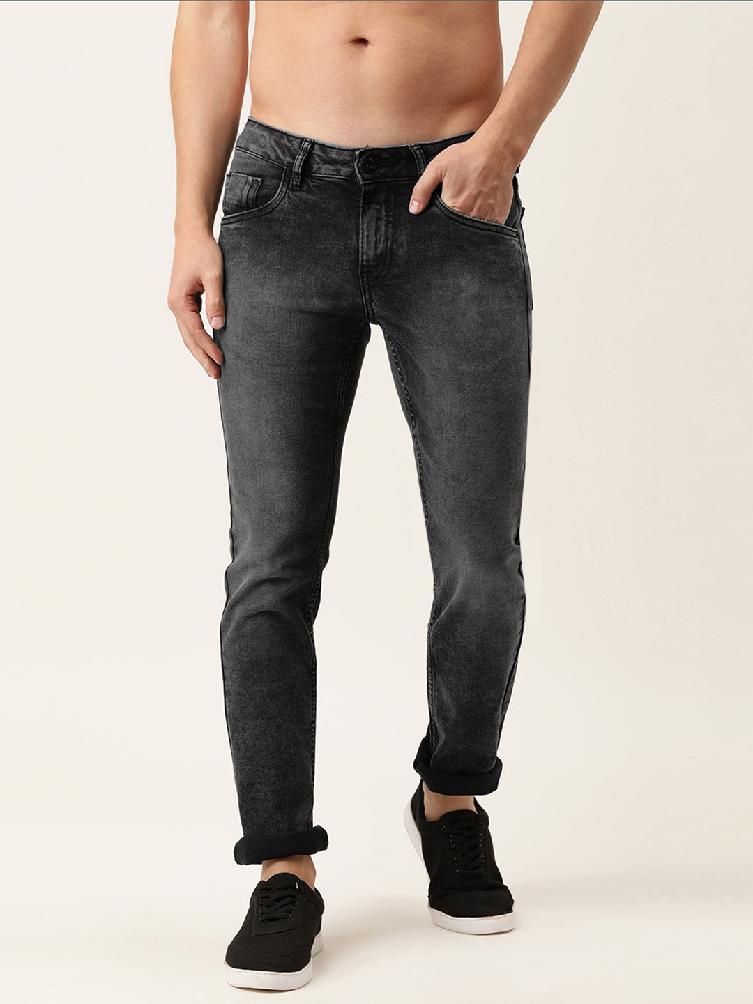 

Flying Machine Men Black Skinny Jackson Fit Low-Rise Light Fade Stretchable Jeans