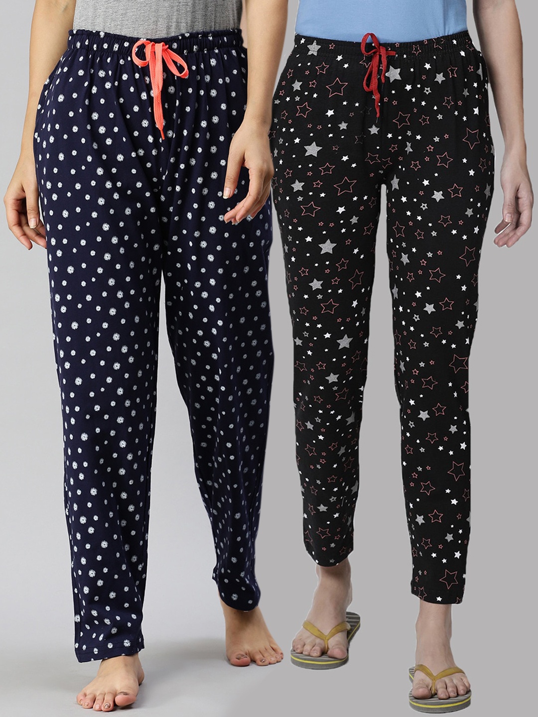 

Kryptic Women Black Pack Of 2 Printed Pure Cotton Lounge Pants