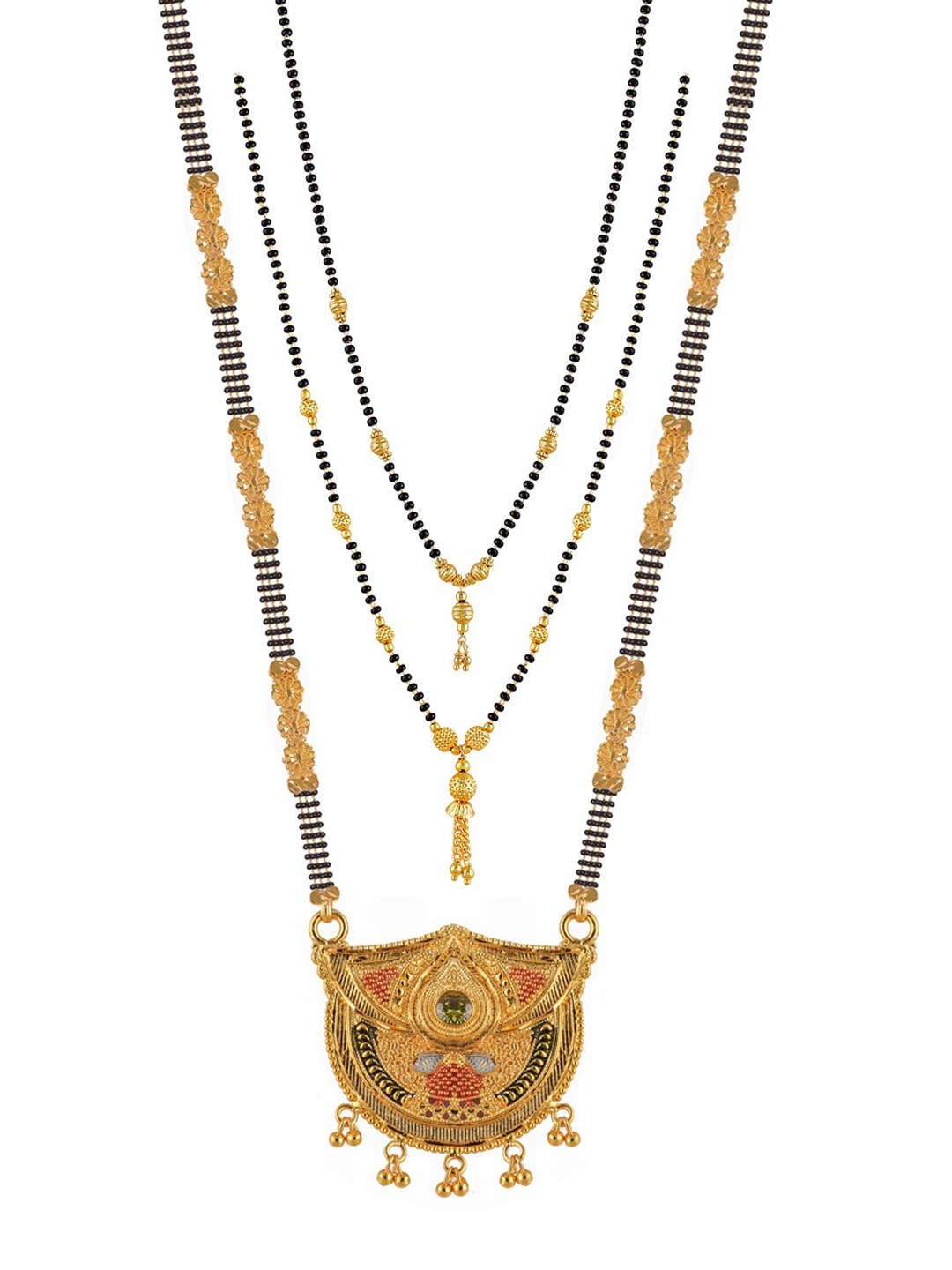 

Brandsoon Set Of 3 Gold-Plated Black Beaded Mangalsutra