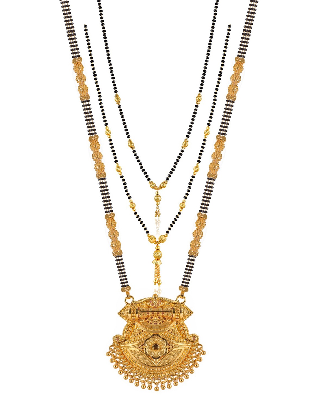 

Brandsoon Woman Set Of 3 Multi-Colour One Gram Gold Beaded Mangalsutra