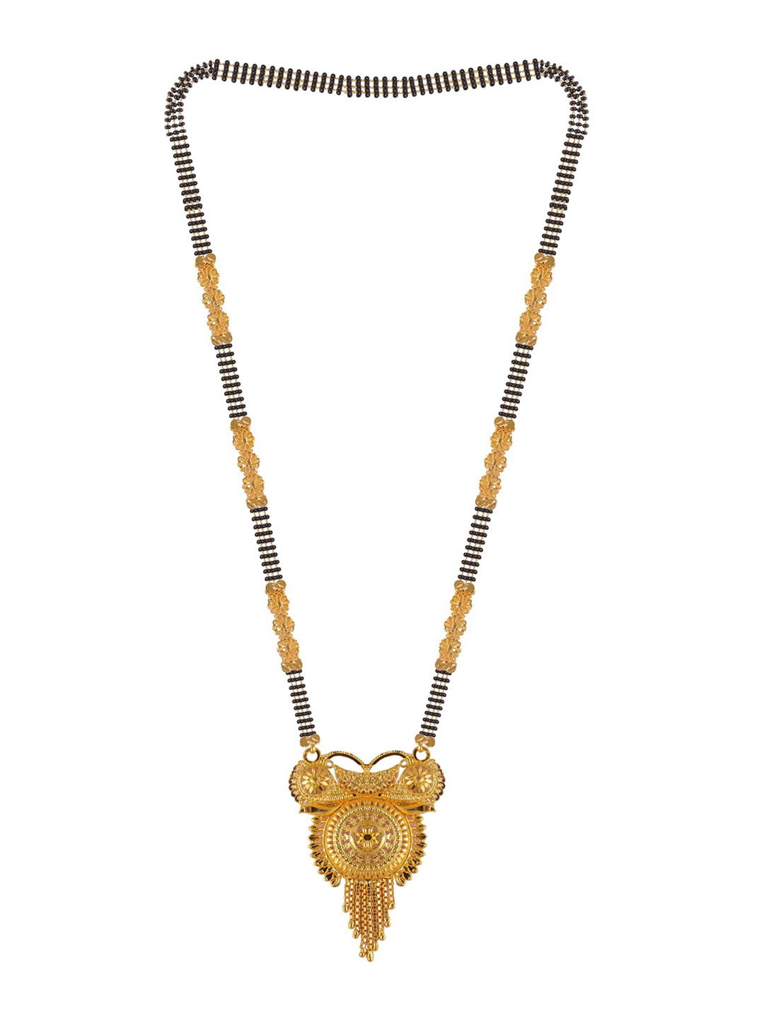 

Brandsoon Set Of 3 Gold-Plated & Black Beaded Mangalsutra