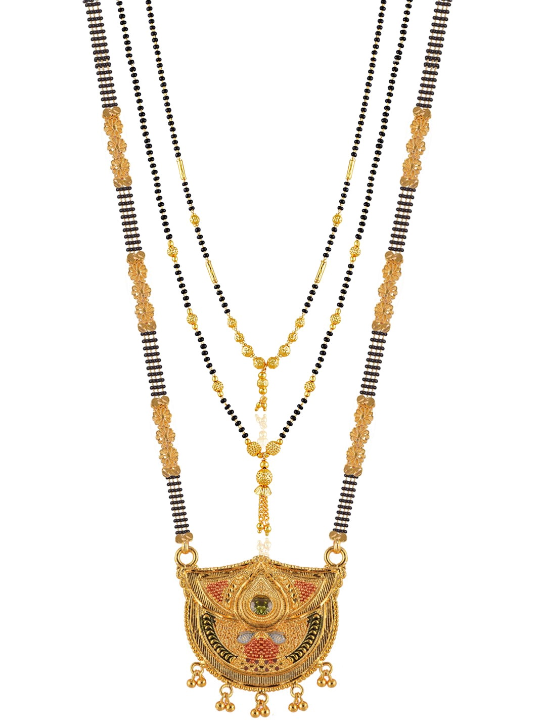 

Brandsoon Set Of 3 Gold-Plated Black & White Beaded Mangalsutra