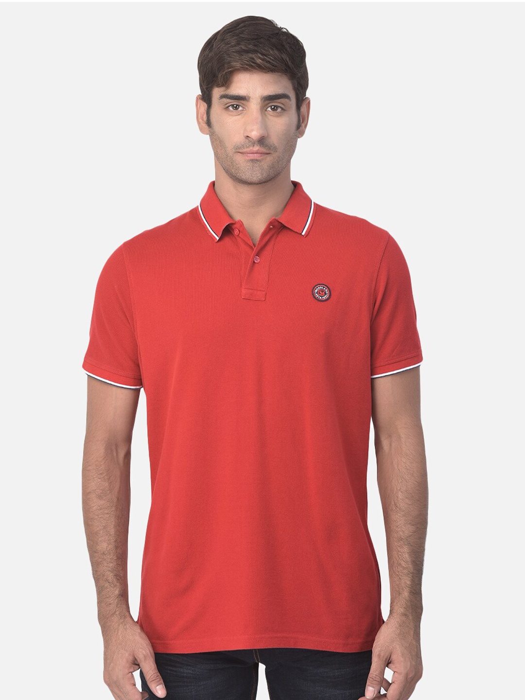 

Woodland Men Red Polo Collar T-shirt