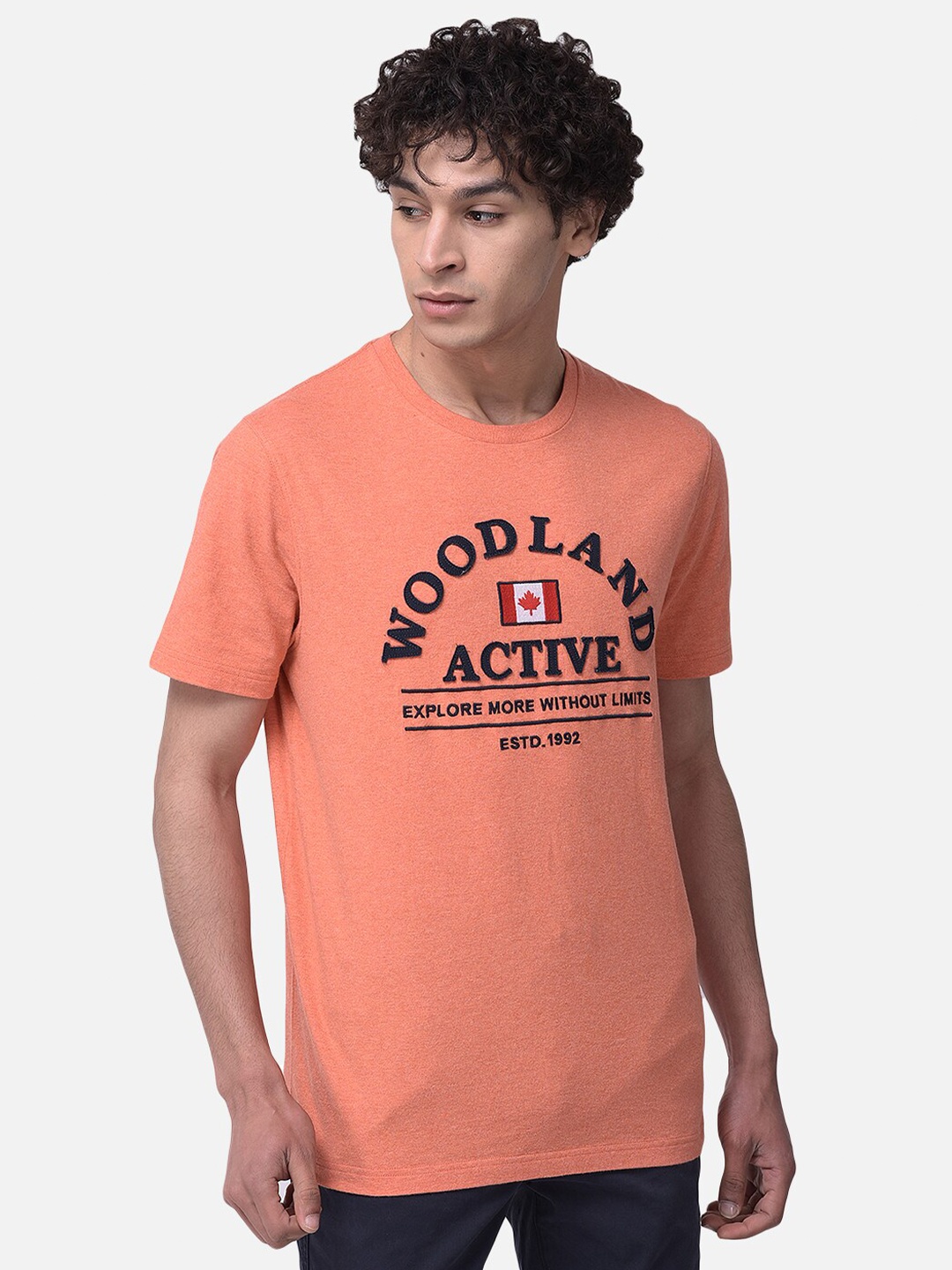 

Woodland Men Orange Typography Printed T-shirt