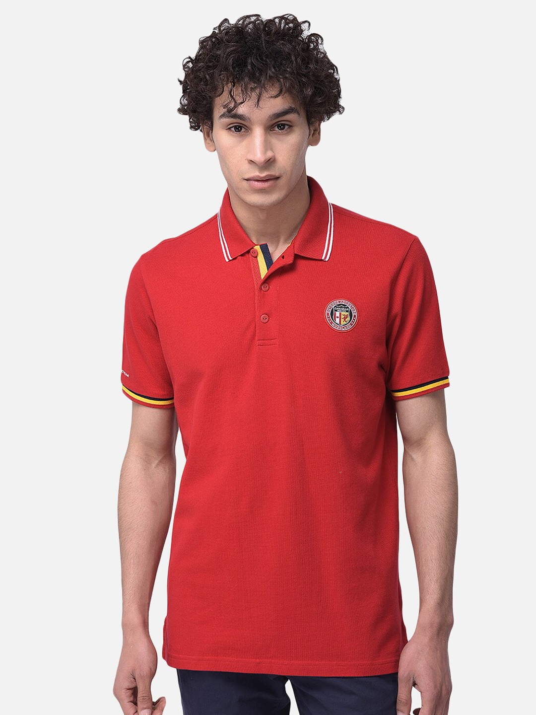 

Woodland Men Red Polo Collar T-shirt