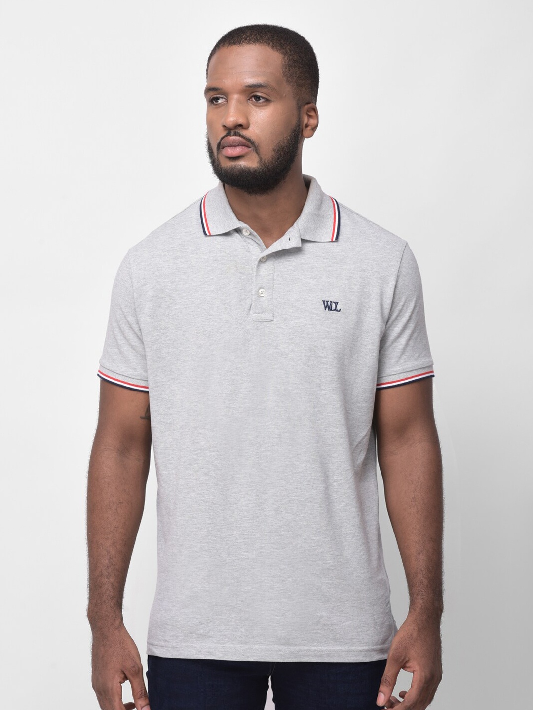 

Woodland Men Grey Polo Collar T-shirt