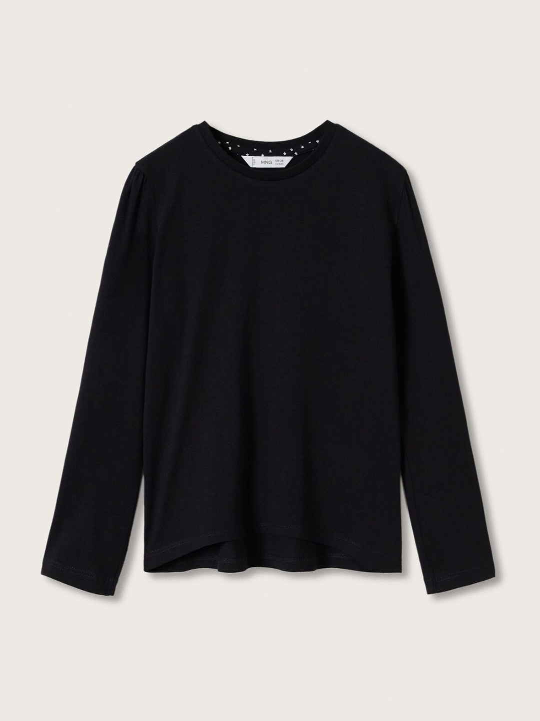 

Mango Kids Girls Black Solid Pure Cotton T-shirt