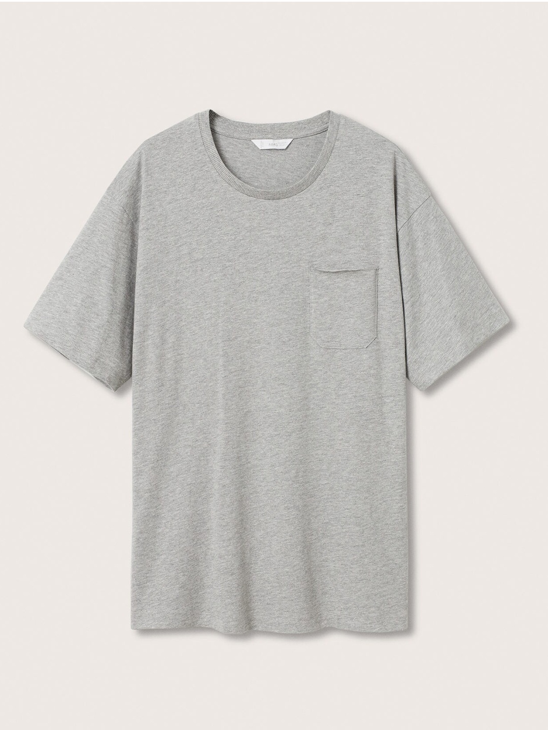 

Mango Kids Boys Grey Melange Solid Drop-Shoulder Sleeves T-shirt