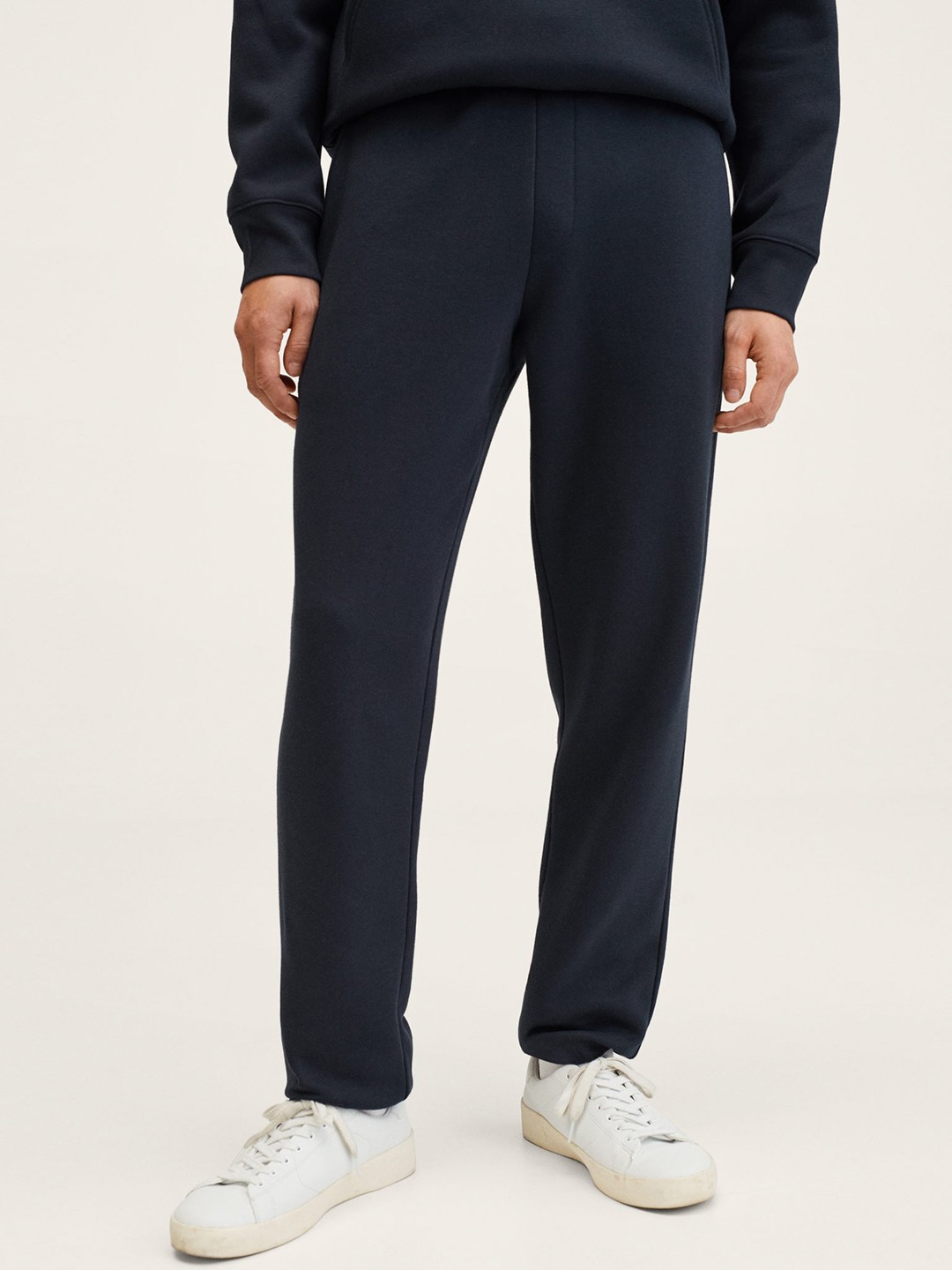 

MANGO MAN Navy Blue Solid Trousers