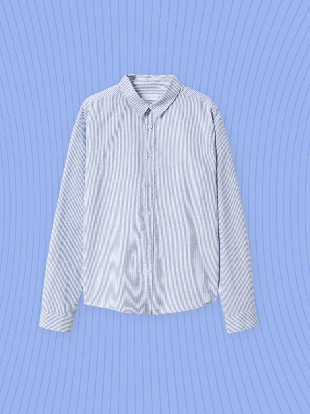 

Mango Kids Boys White & Blue Striped Cotton Casual Shirt