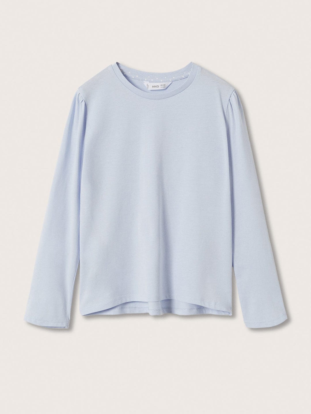 

Mango Kids Girls Blue Solid Pure Cotton T-shirt