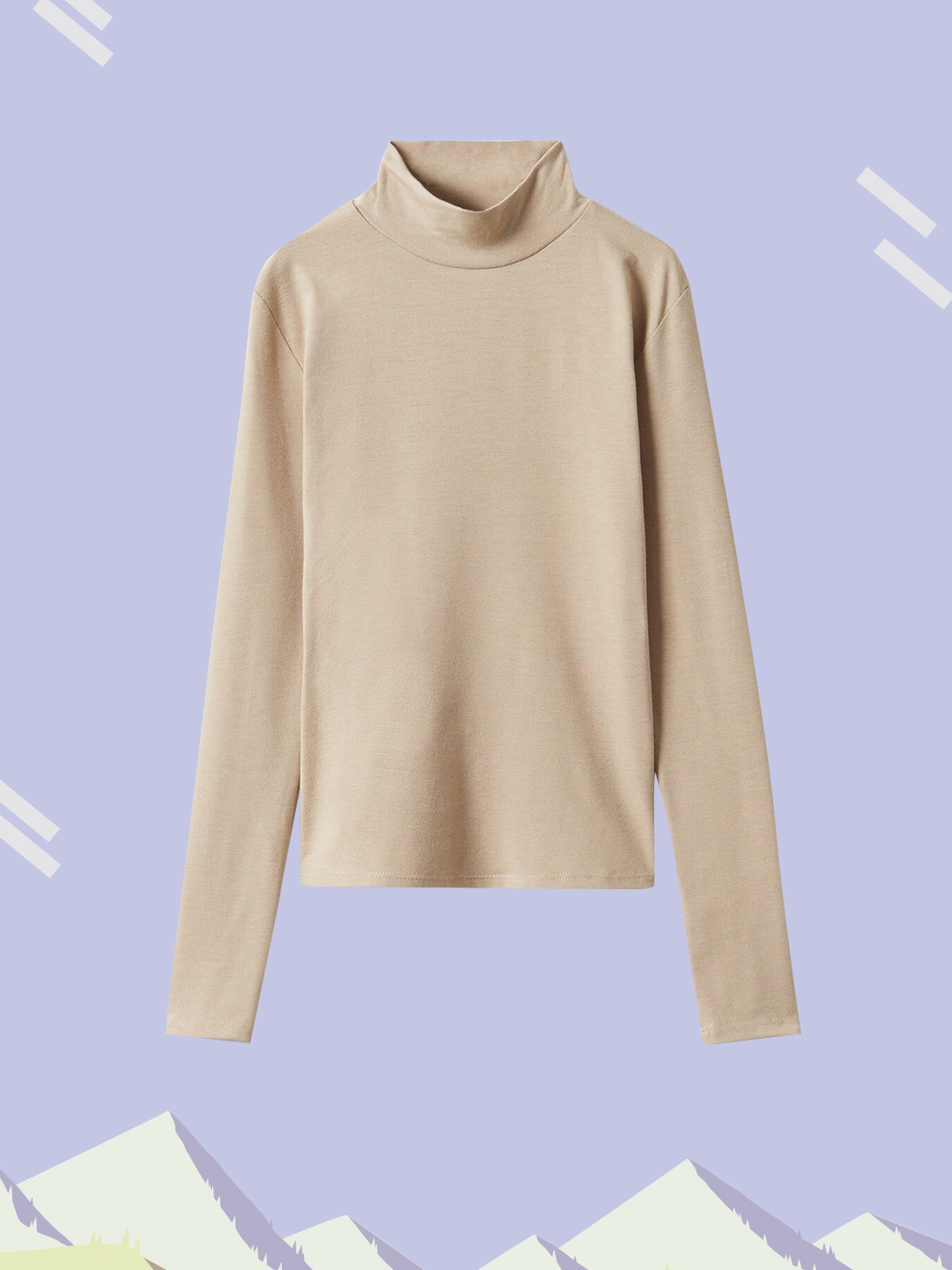 

Mango Kids Girls Beige Solid High Neck T-shirt