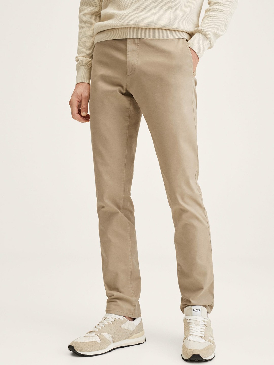 

MANGO MAN Beige Slim Fit Chinos Trousers