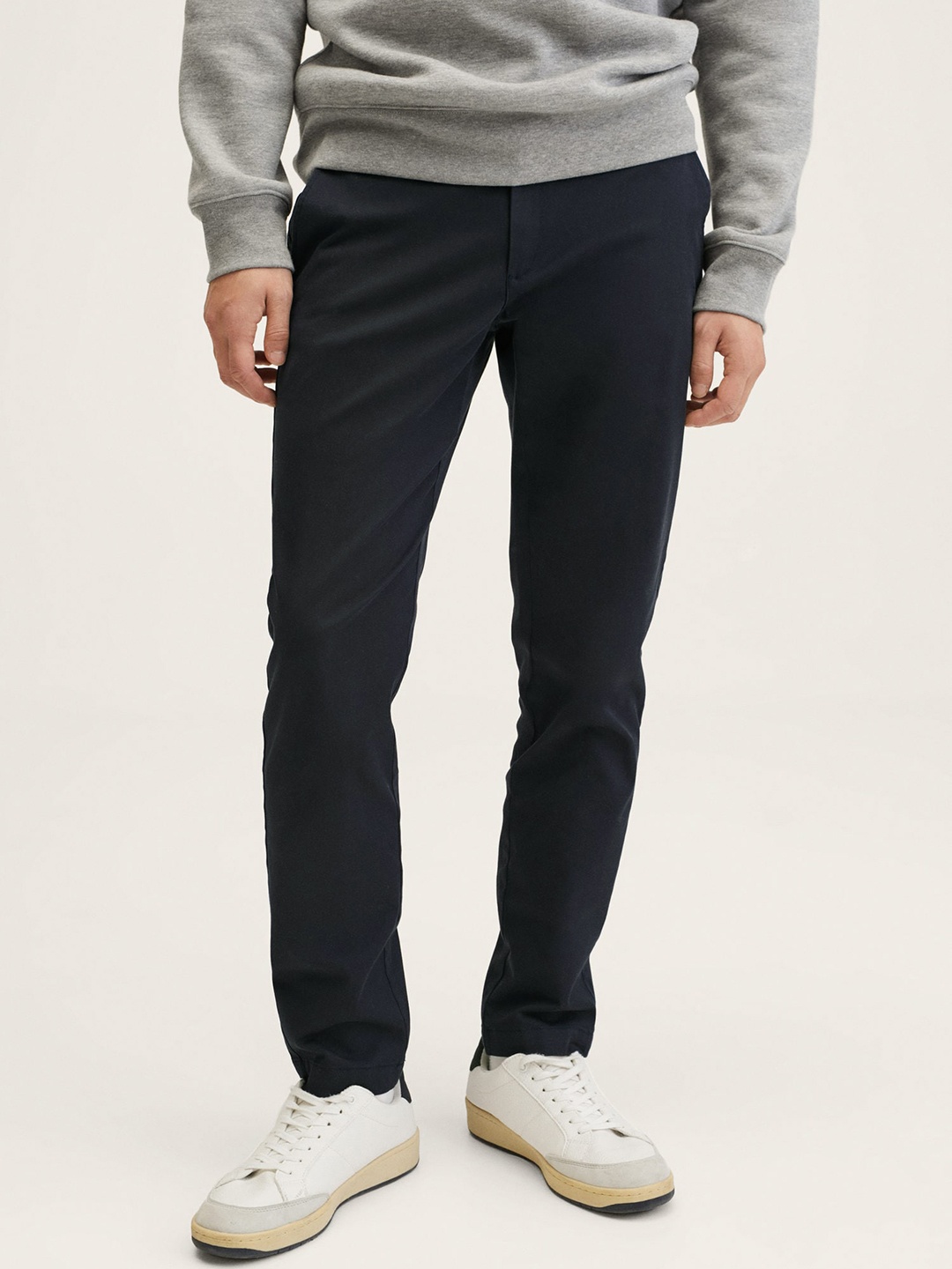 

MANGO MAN Navy Blue Regular Fit Trousers