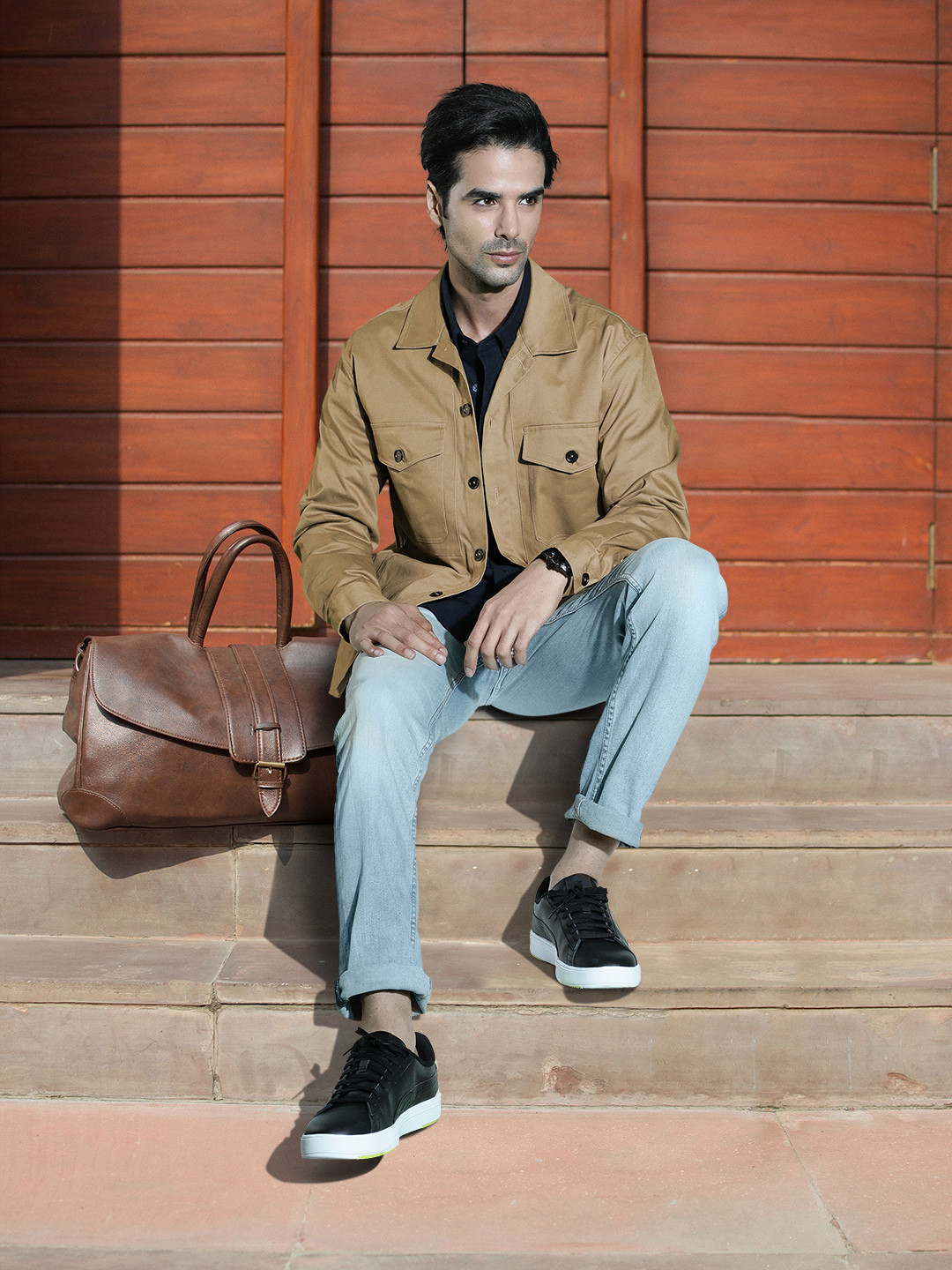 

MANGO MAN Khaki Solid Shacket