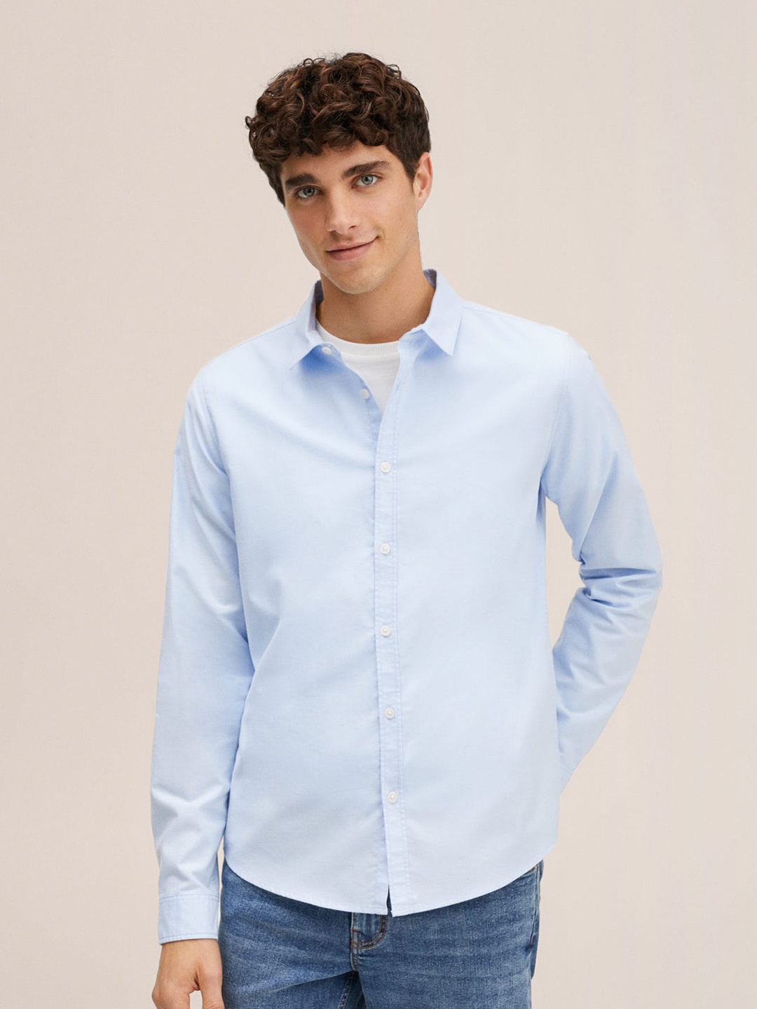 

Mango Kids Boys Blue Solid Pure Cotton Casual Shirt