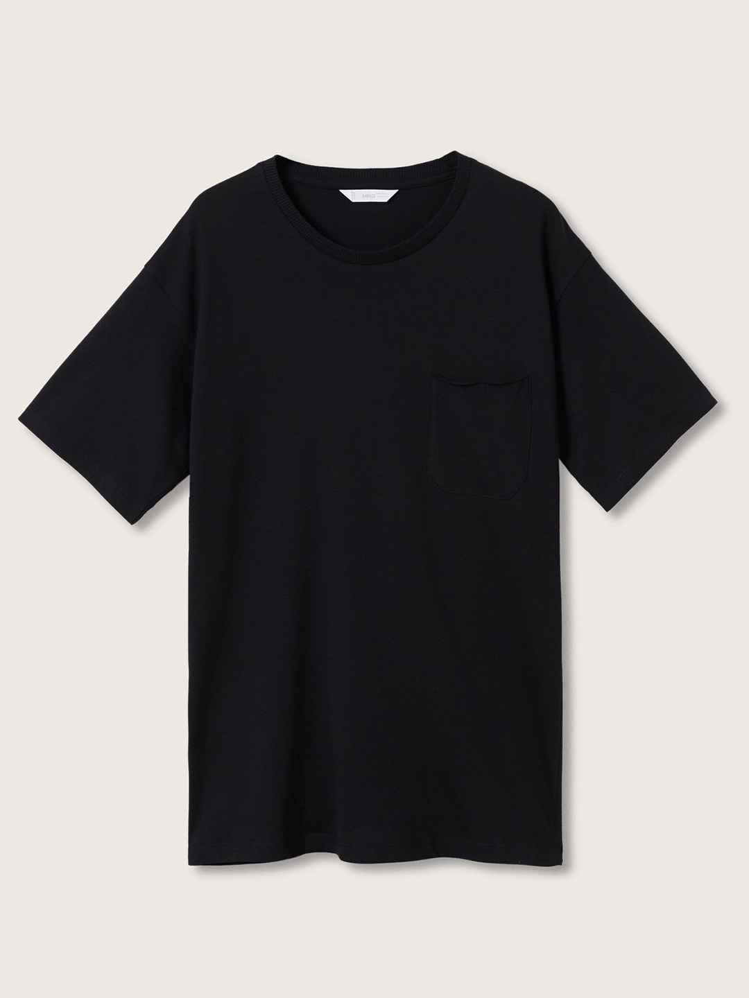 

Mango Kids Boys Black Solid Drop-Shoulder Sleeves Cotton T-shirt