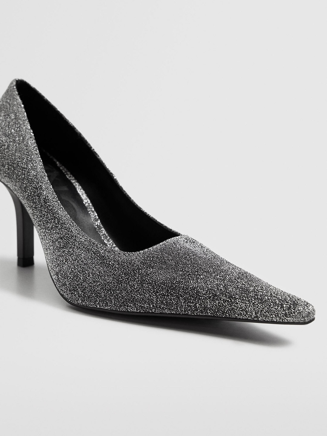 

MANGO Women Silver-Toned Shimmer Pumps