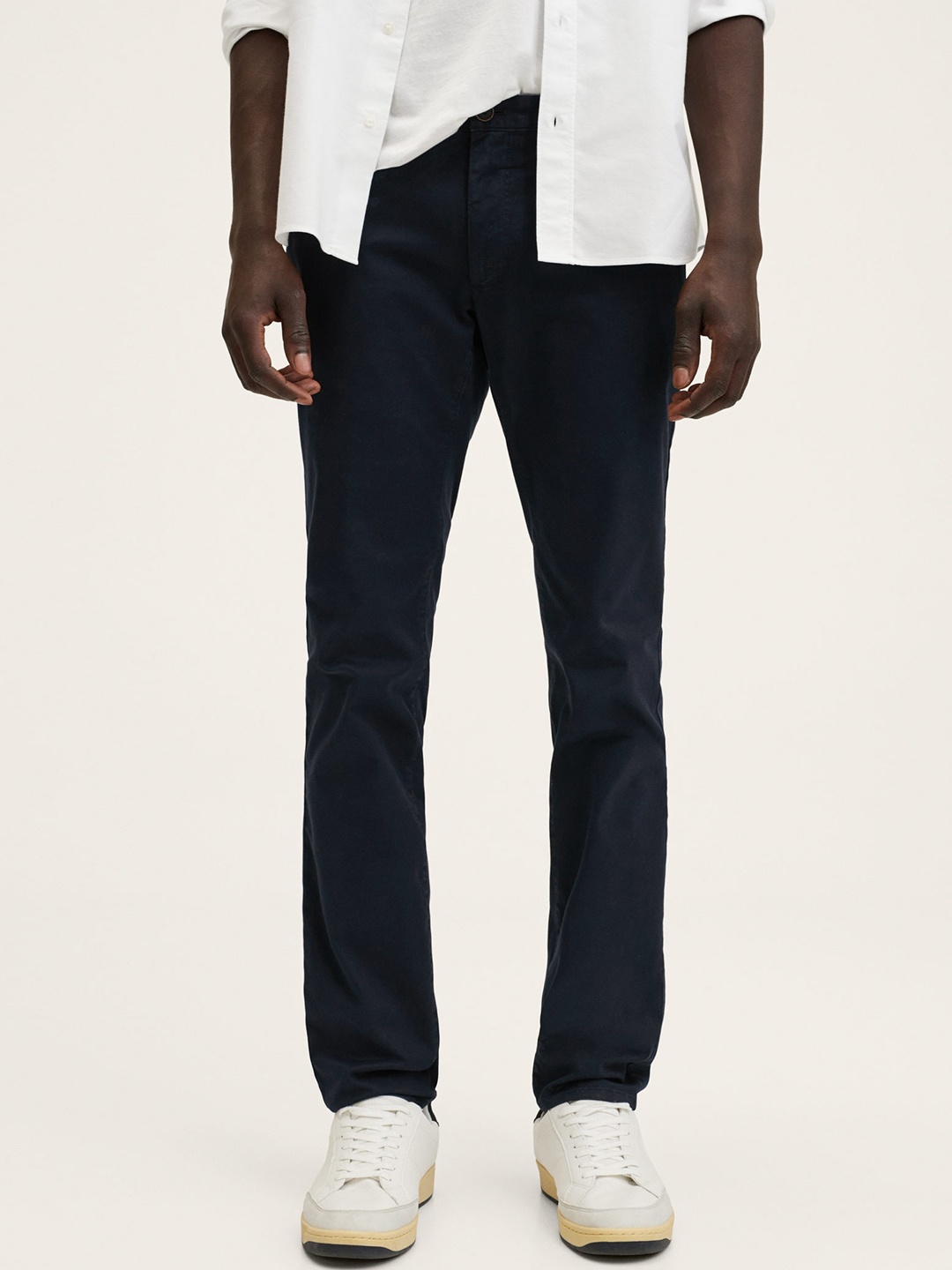 

MANGO MAN Navy Blue Slim Fit Chinos Trousers