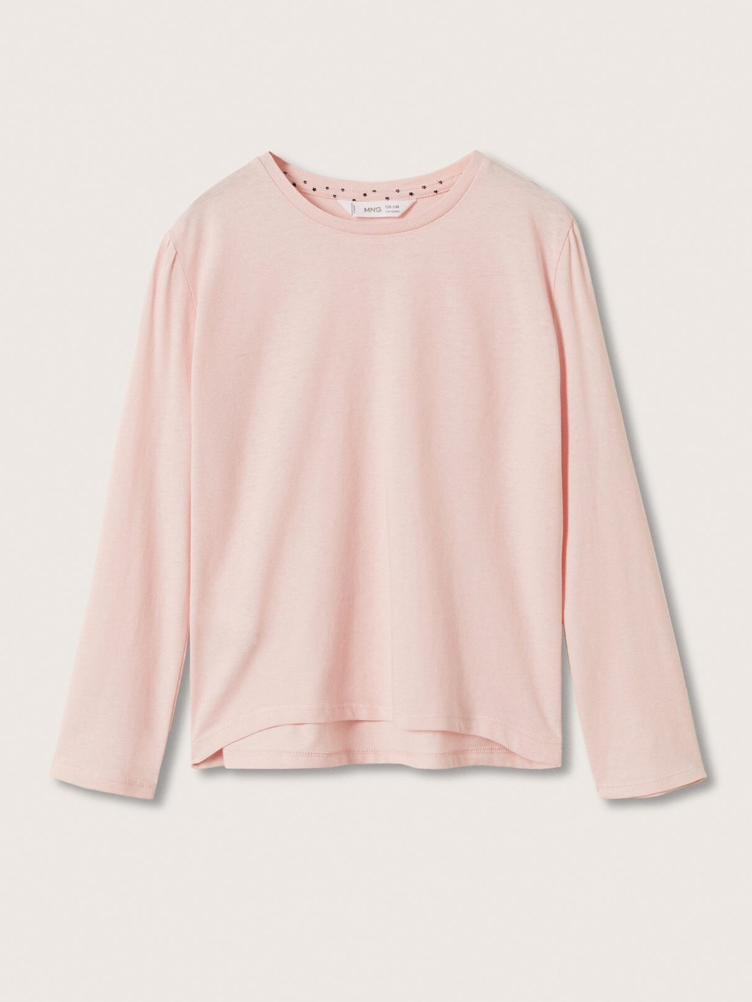 

Mango Kids Girls Peach-Coloured Solid Pure Cotton T-shirt