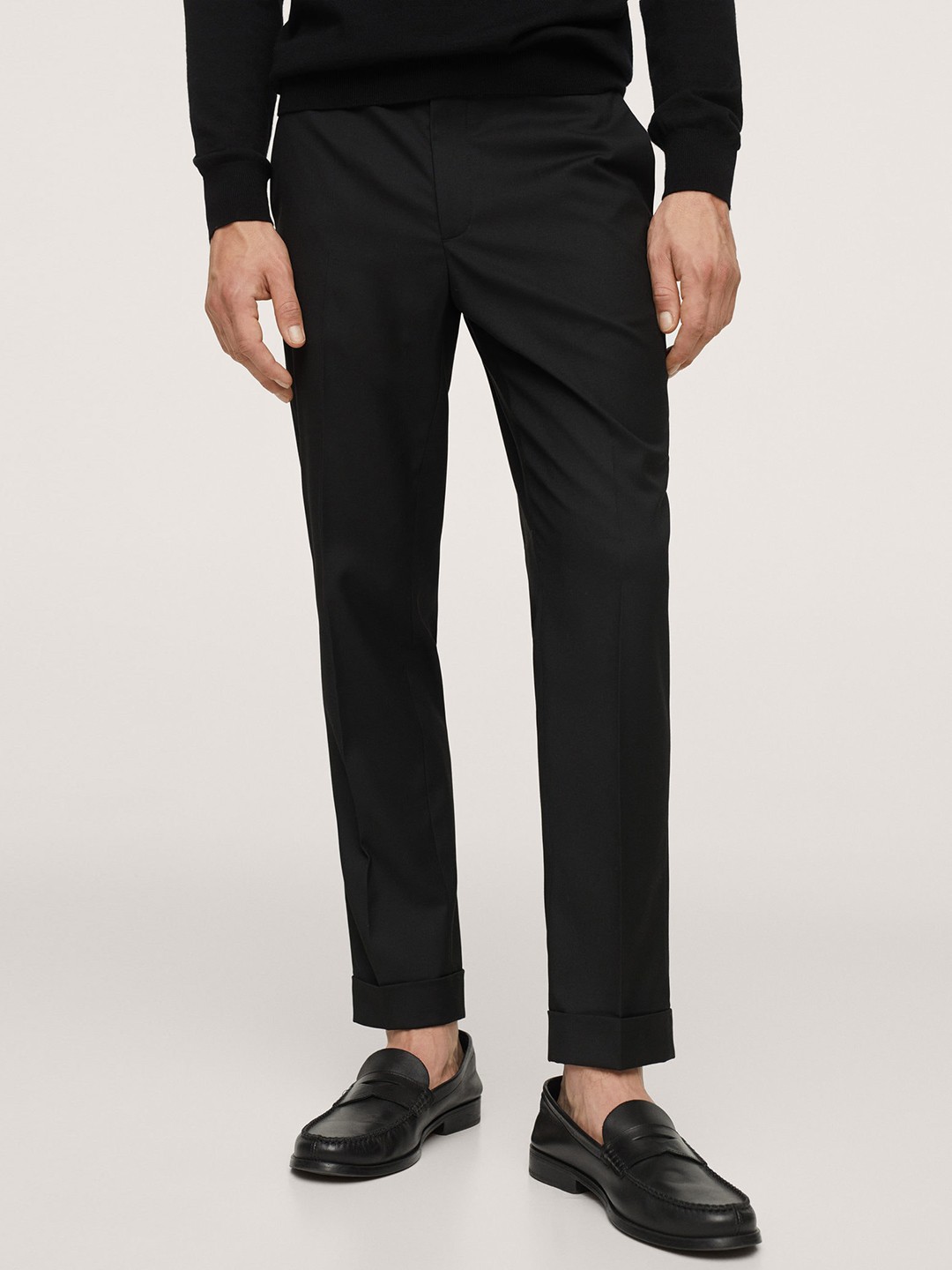 

MANGO MAN Men Black Slim Fit Trousers