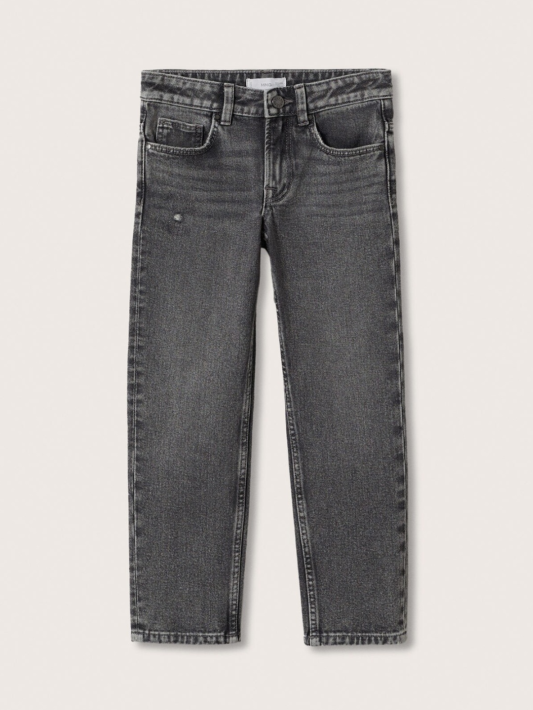 

Mango Kids Boys Charcoal Grey Low Distress Light Fade Cotton Jeans