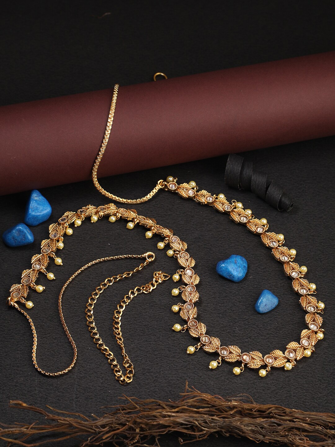 

Adwitiya Collection 24CT Gold-Plated Stone Studded Handcrafted Kamarbandh