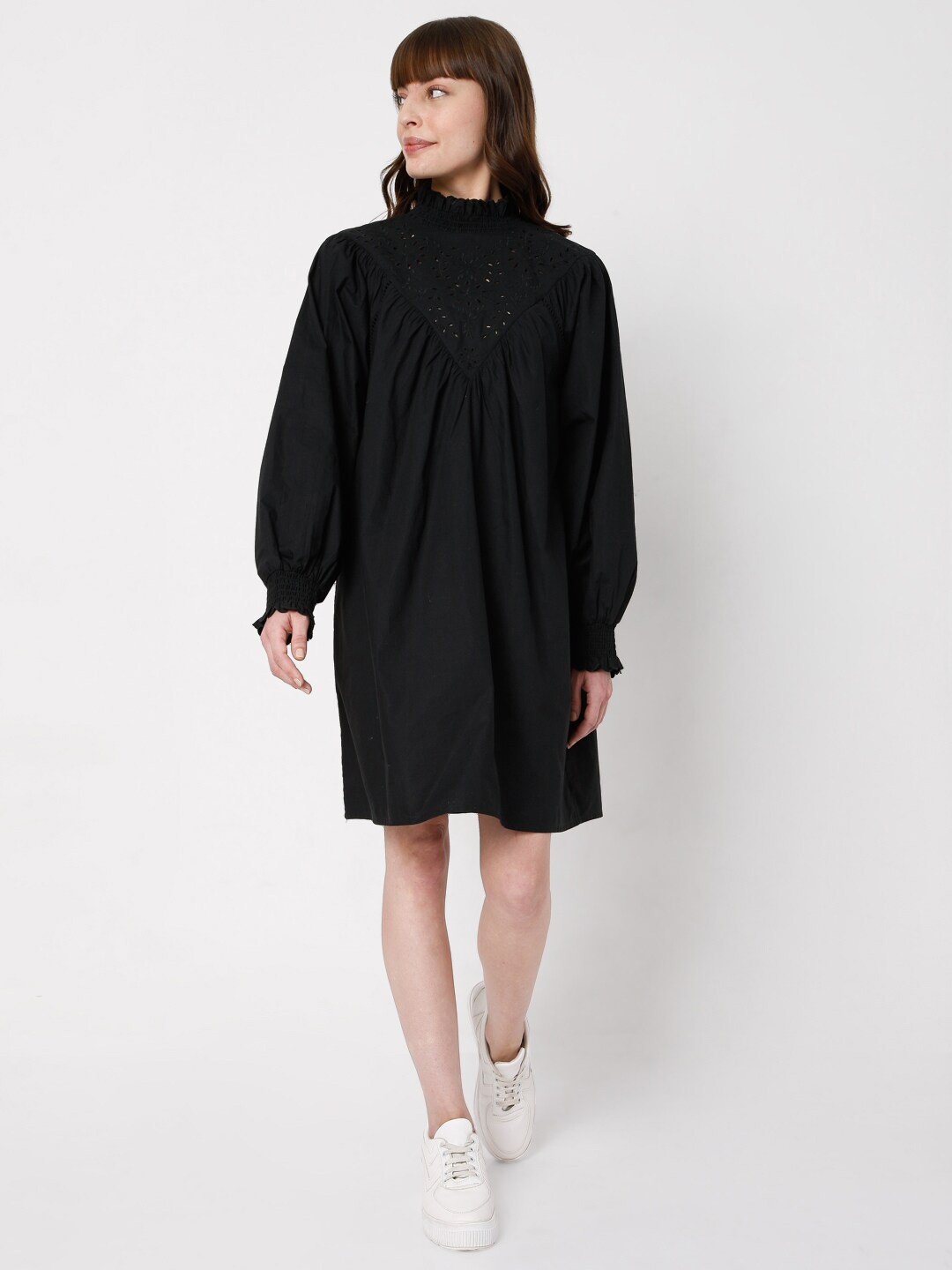 

Vero Moda Black Self Design A-Line Cotton Dress