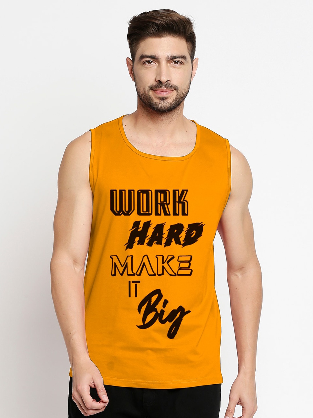 

Blacksmith Men Mustard-coloured Typography Printed Training or Gym T-shirt