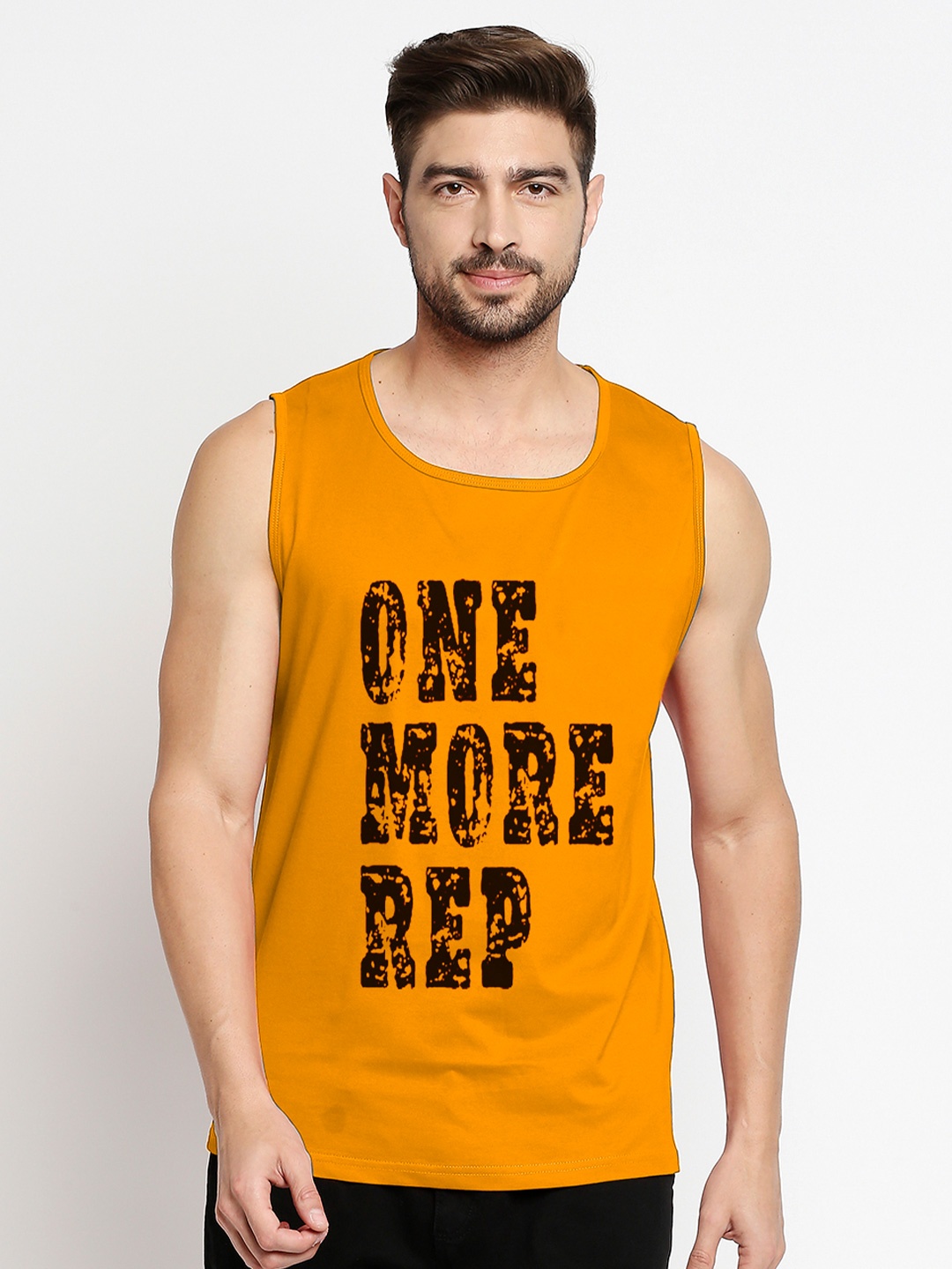 

Blacksmith Men Orange Typography Printed Training or Gym T-shirt