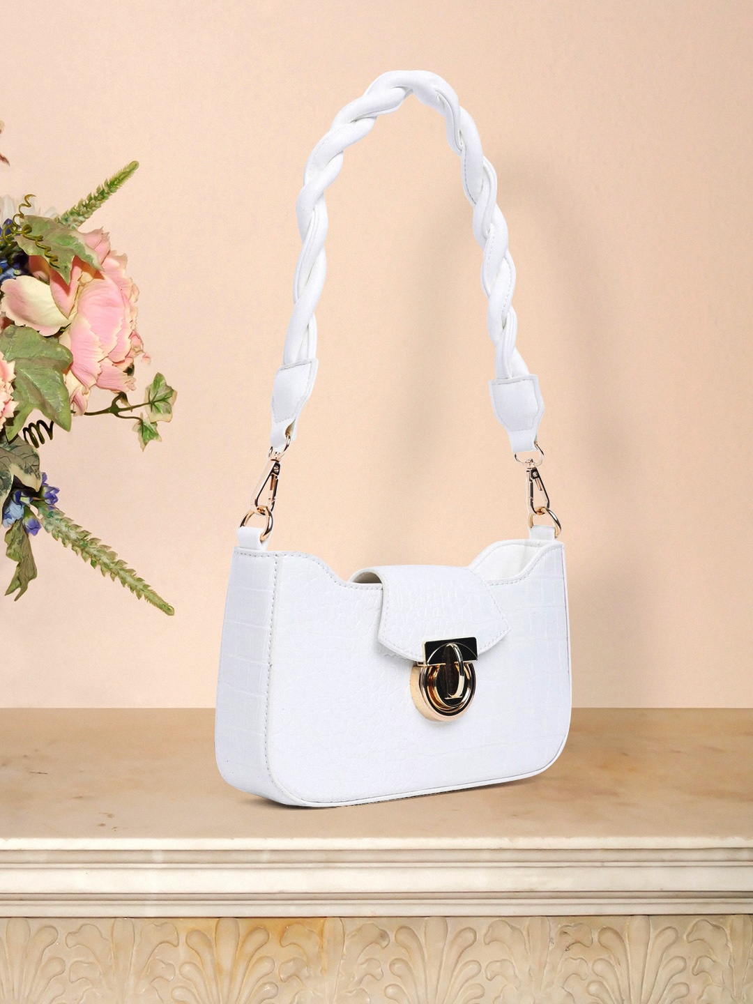 

Vero Moda Woman White PU Structured Sling Bag