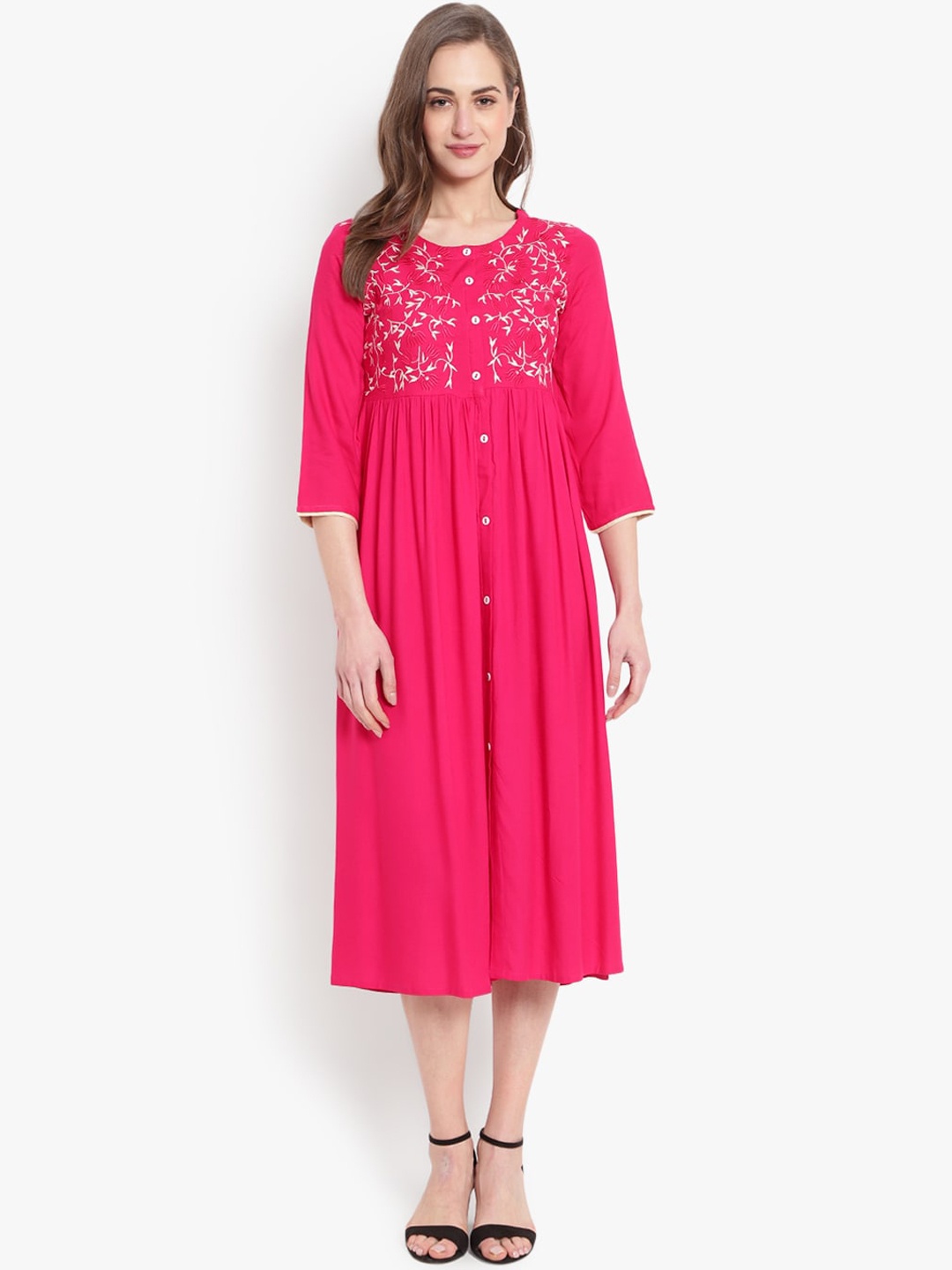 

Ashlee Women Pink Floral Embroidered Kurta