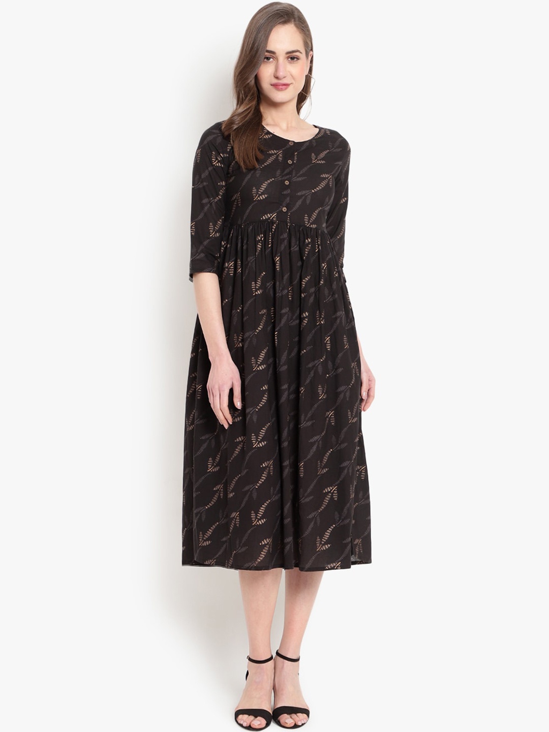 

Ashlee Women Black Embellished Thread Work Floral Kurta