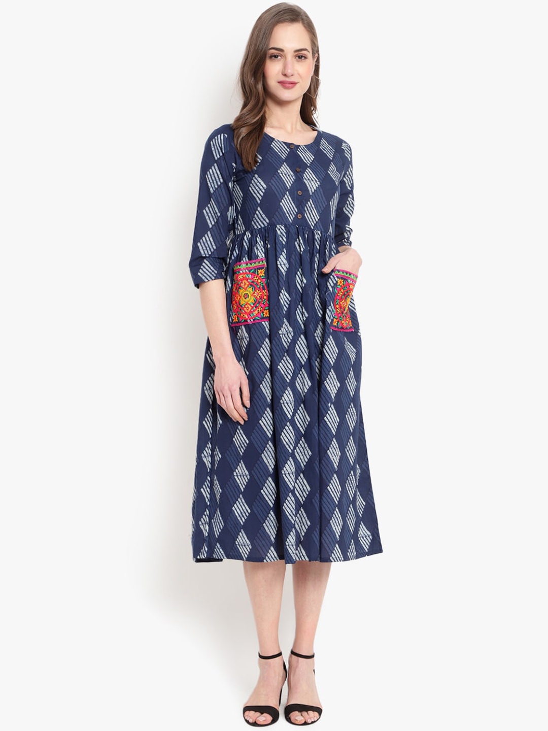 

Ashlee Women Navy Blue Printed Anarkali